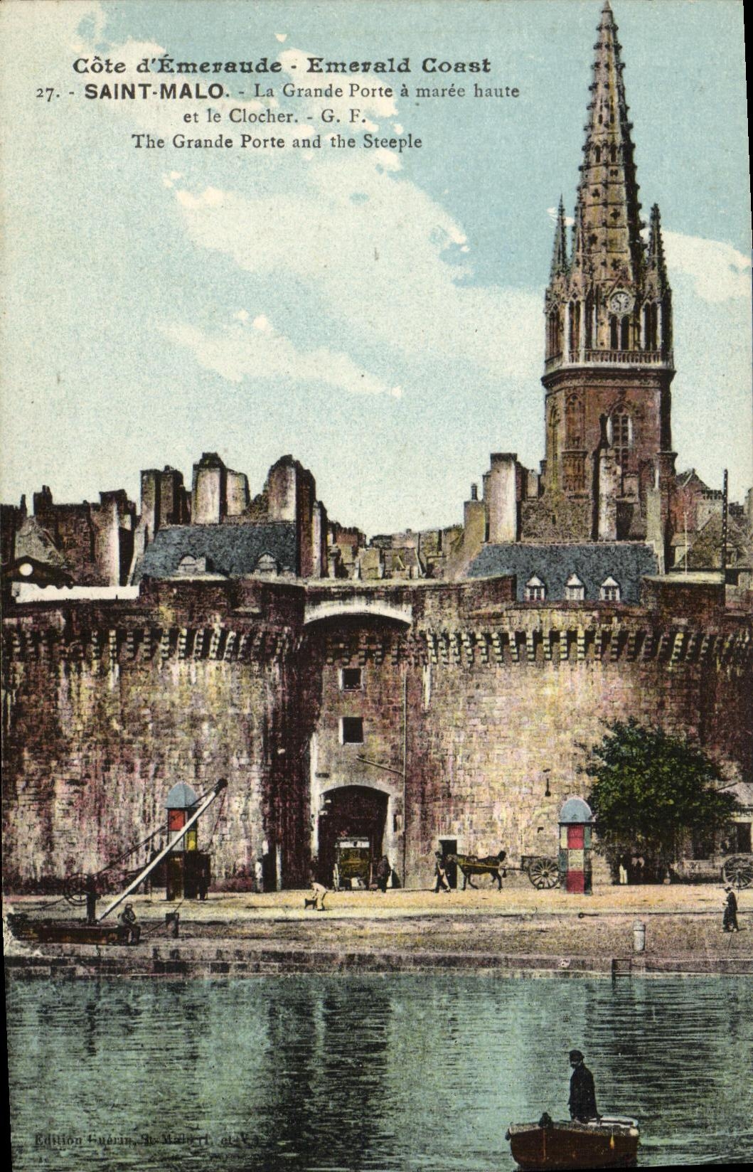 CPA Saint Malo La Grande Porte a Maree Haute et le clocher 