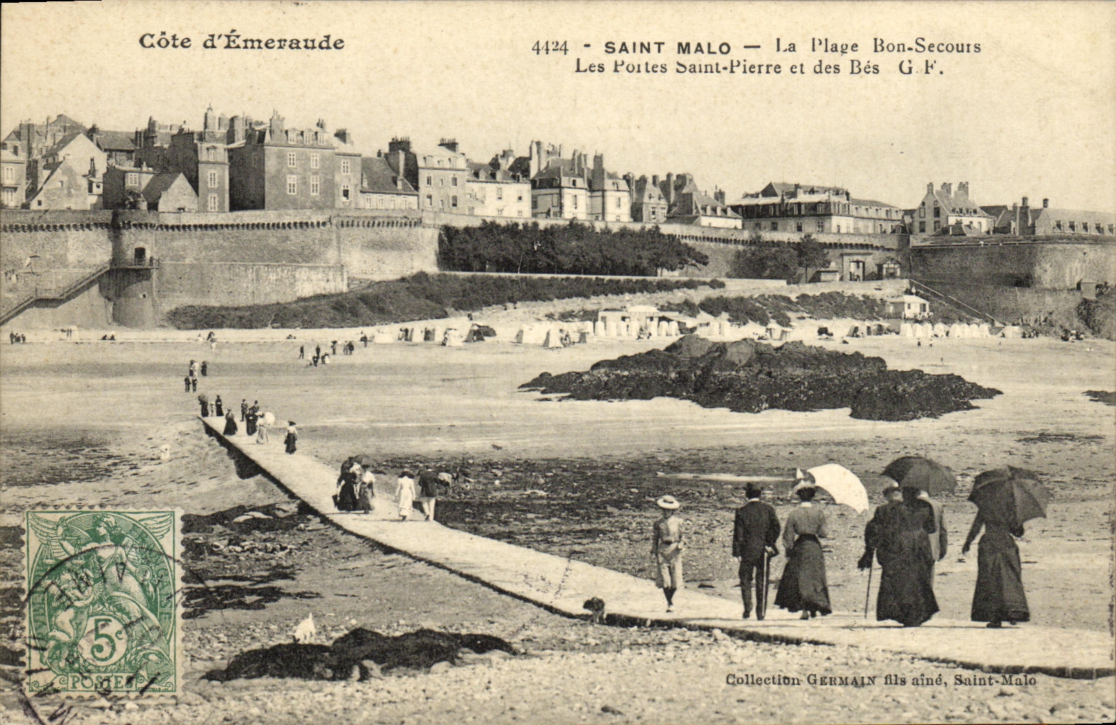 VINTAGE POSTCARD Holy Malo the Beach Good Help the doors Saint Pierre and of Bes