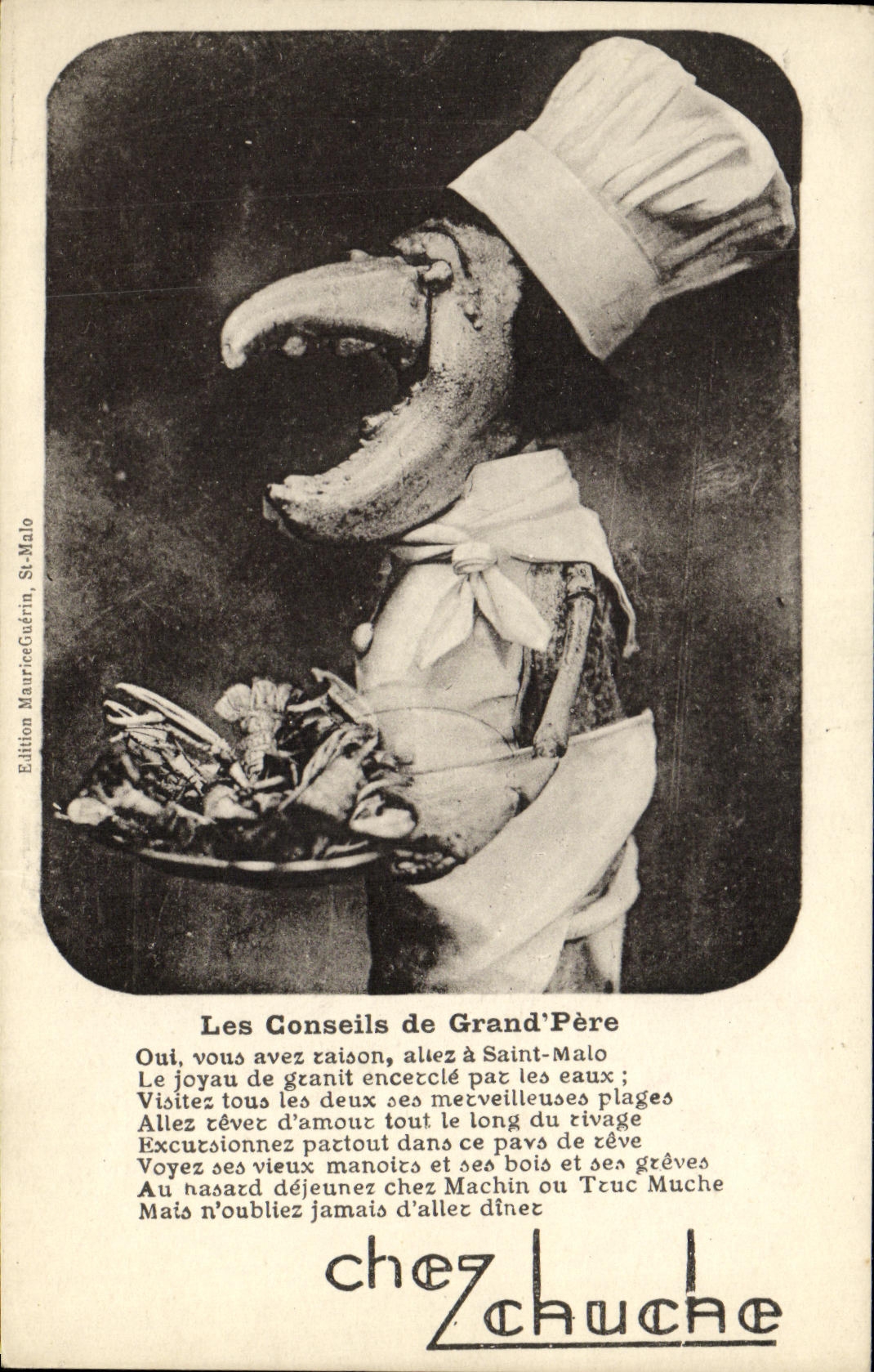 CPA Les conseils de grande pere chez Zchauche Homard Saint Malo Cuisinier