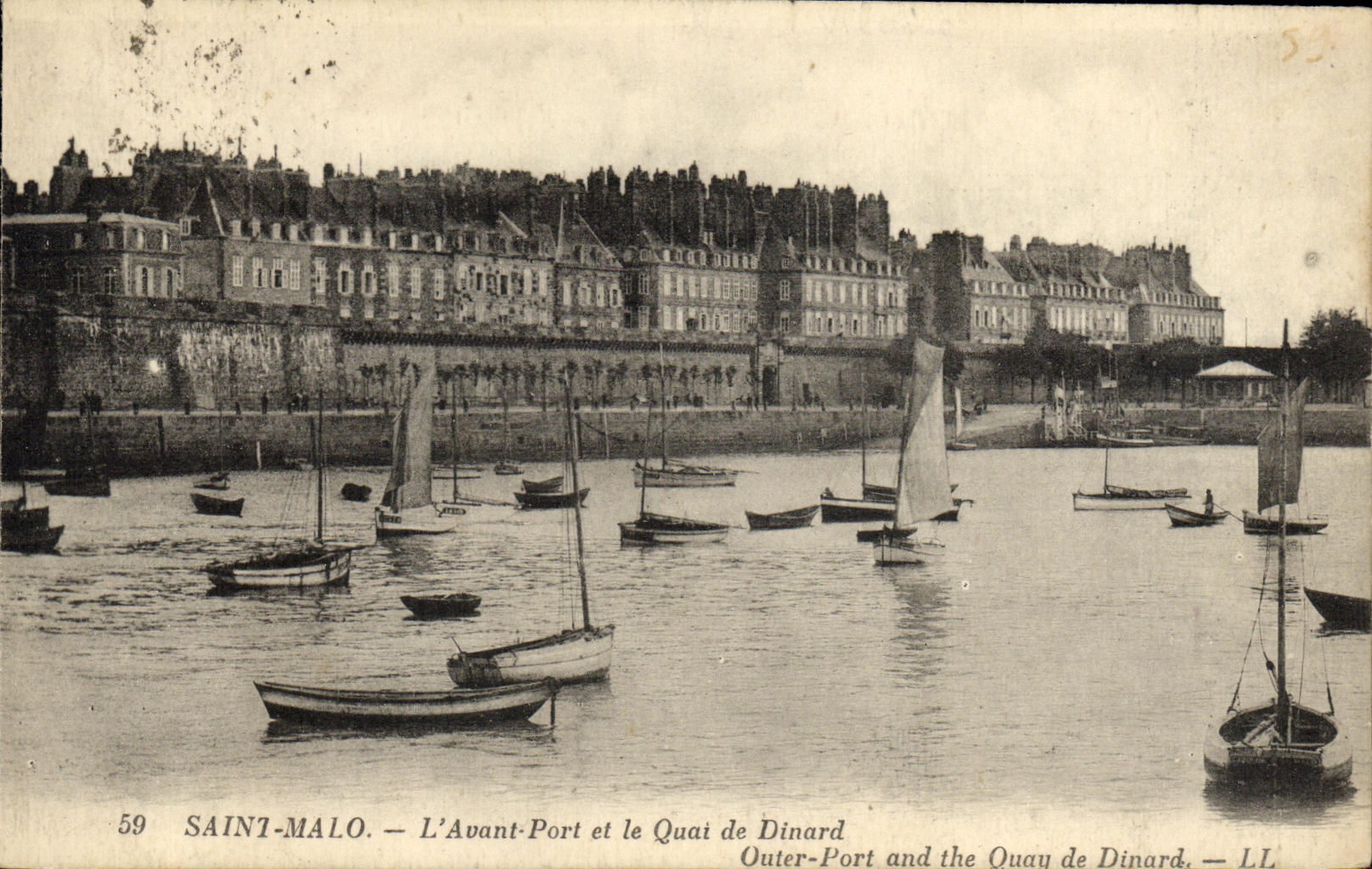POSTAL Malo santo L de la VENDIMIA antes del puerto y del Quay de los barcos de Dinard