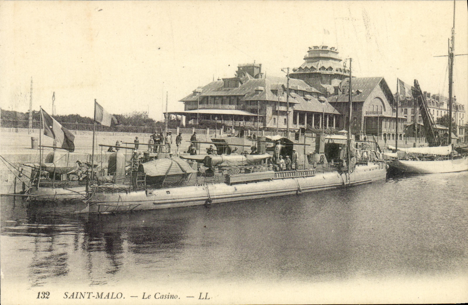 VINTAGE POSTCARD Holy Malo the Casino Destroyer Boat