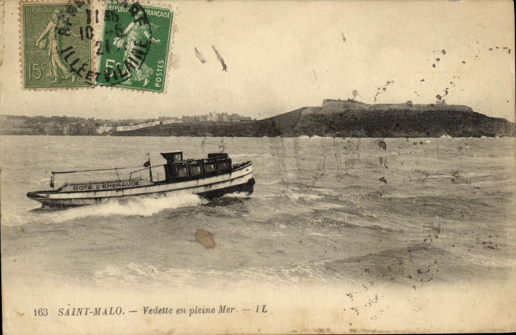 CPA Saint Malo Vedette en Pleine Mer Bateau