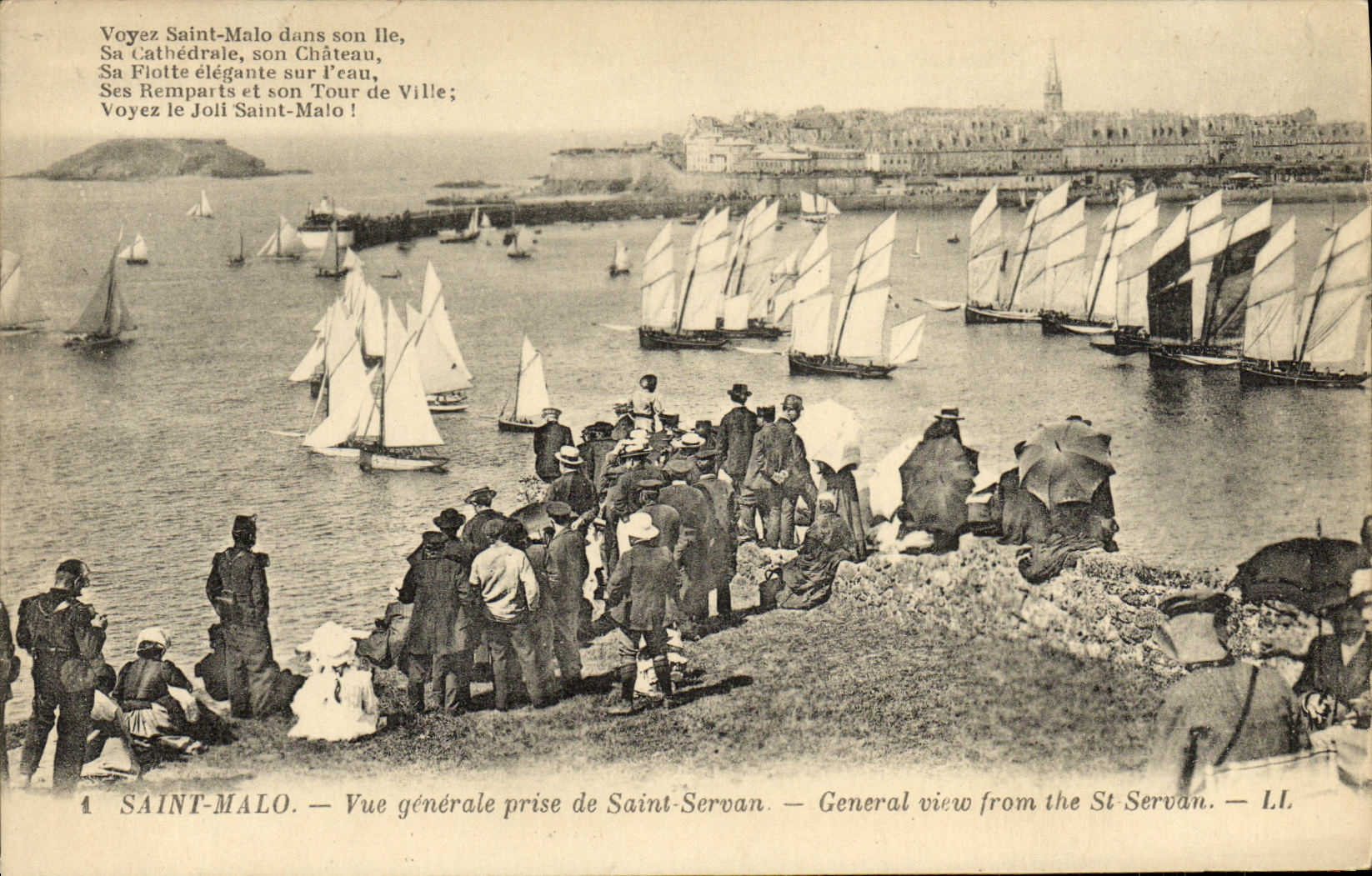 VINTAGE POSTCARD Holy Malo View taken of Saint Servan Boats