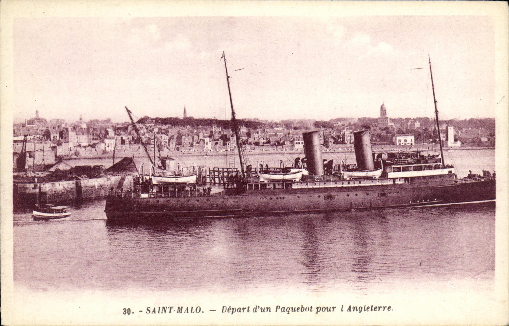 VINTAGE POSTCARD Holy Malo Departure D a Steamer for L England