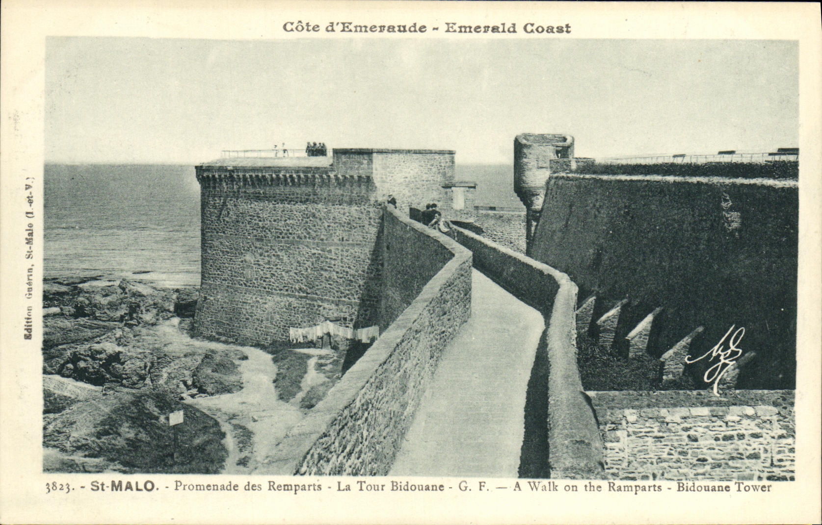 VINTAGE POSTCARD St Malo Walk of the Walls the Bidouane Tower