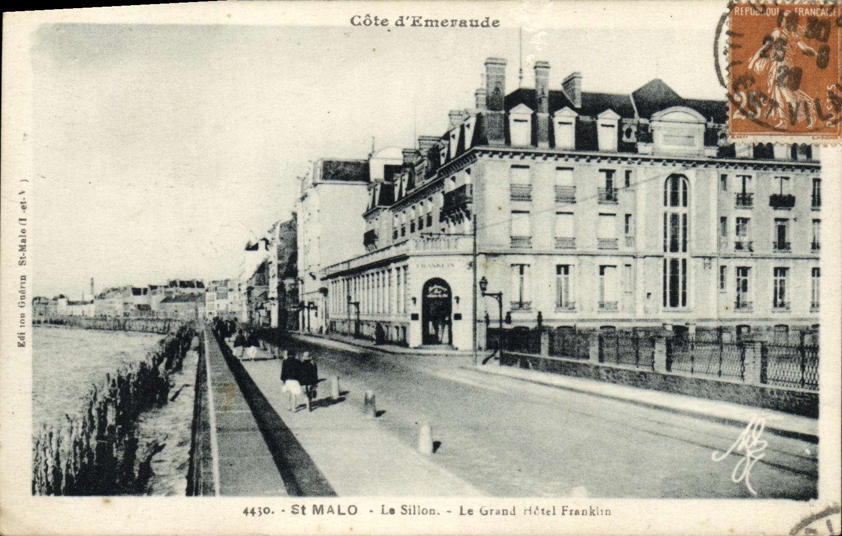 VINTAGE POSTCARD St Malo the Furrow the Large Franklin Hotel