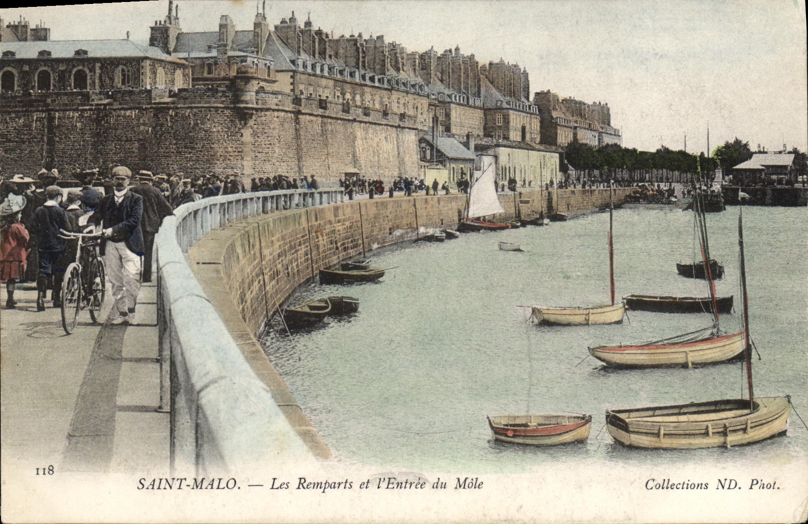 VINTAGE POSTCARD Holy Malo Walls and L Entered of the Mole Bicycle