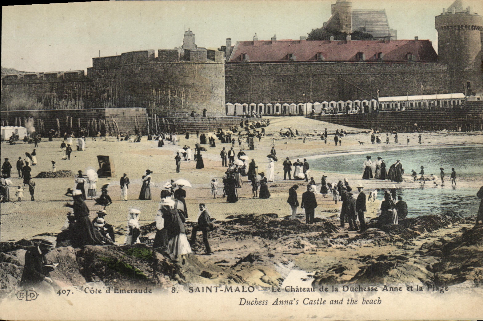 VINTAGE POSTCARD Holy Malo the Castle of the Duchess Anne and the Beach