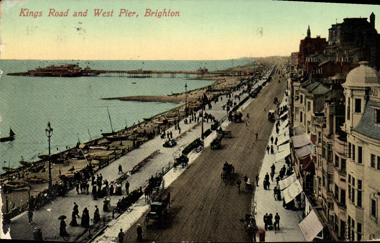 VINTAGE POSTCARD Kings Road and West Pier Brighton