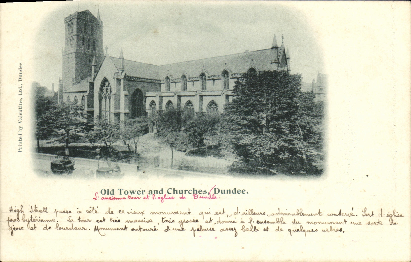 Torre e iglesias viejas Dundee de la POSTAL de la VENDIMIA
