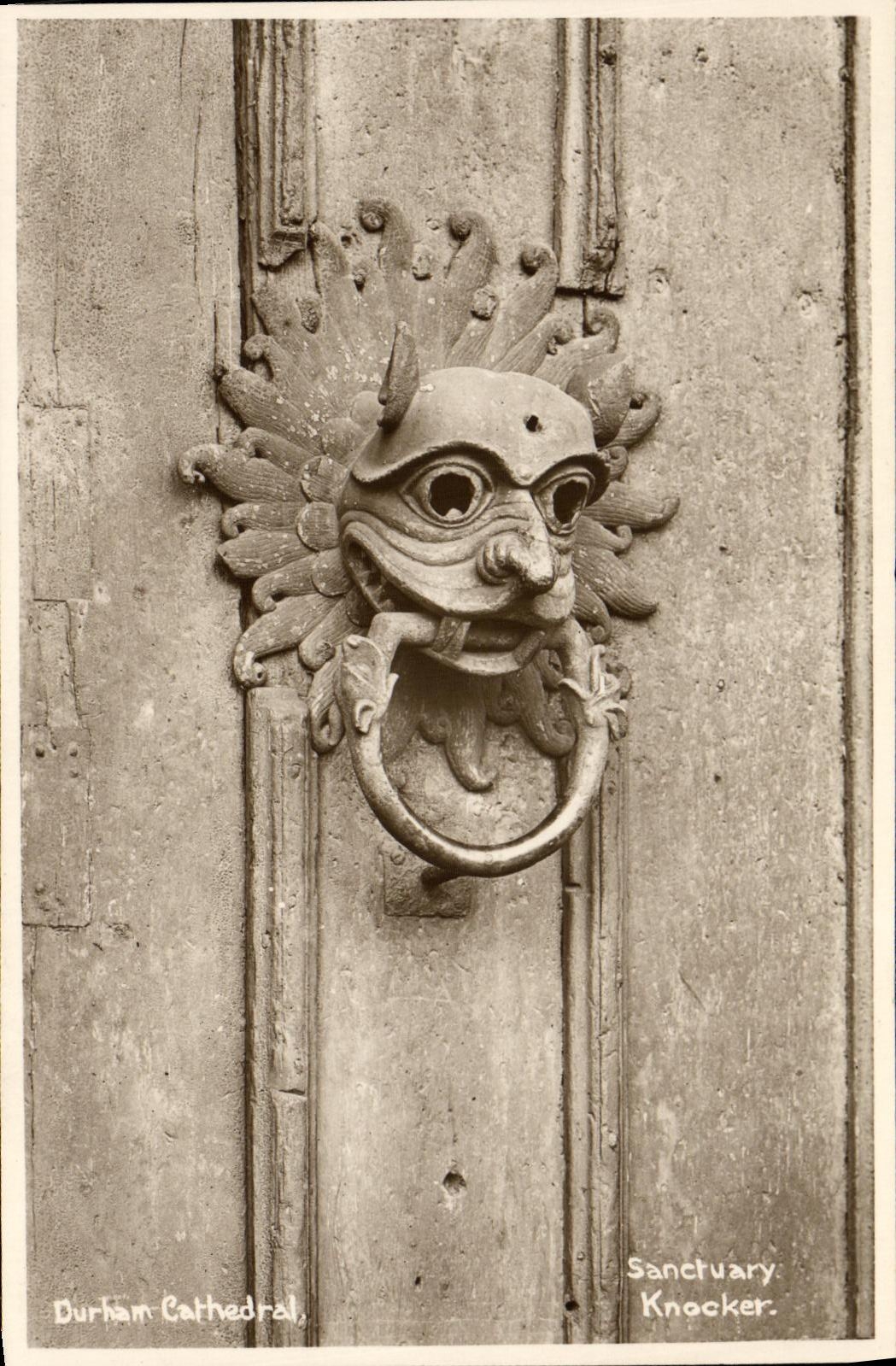 VINTAGE POSTCARD Durham Cathedral Sanctuary knocker