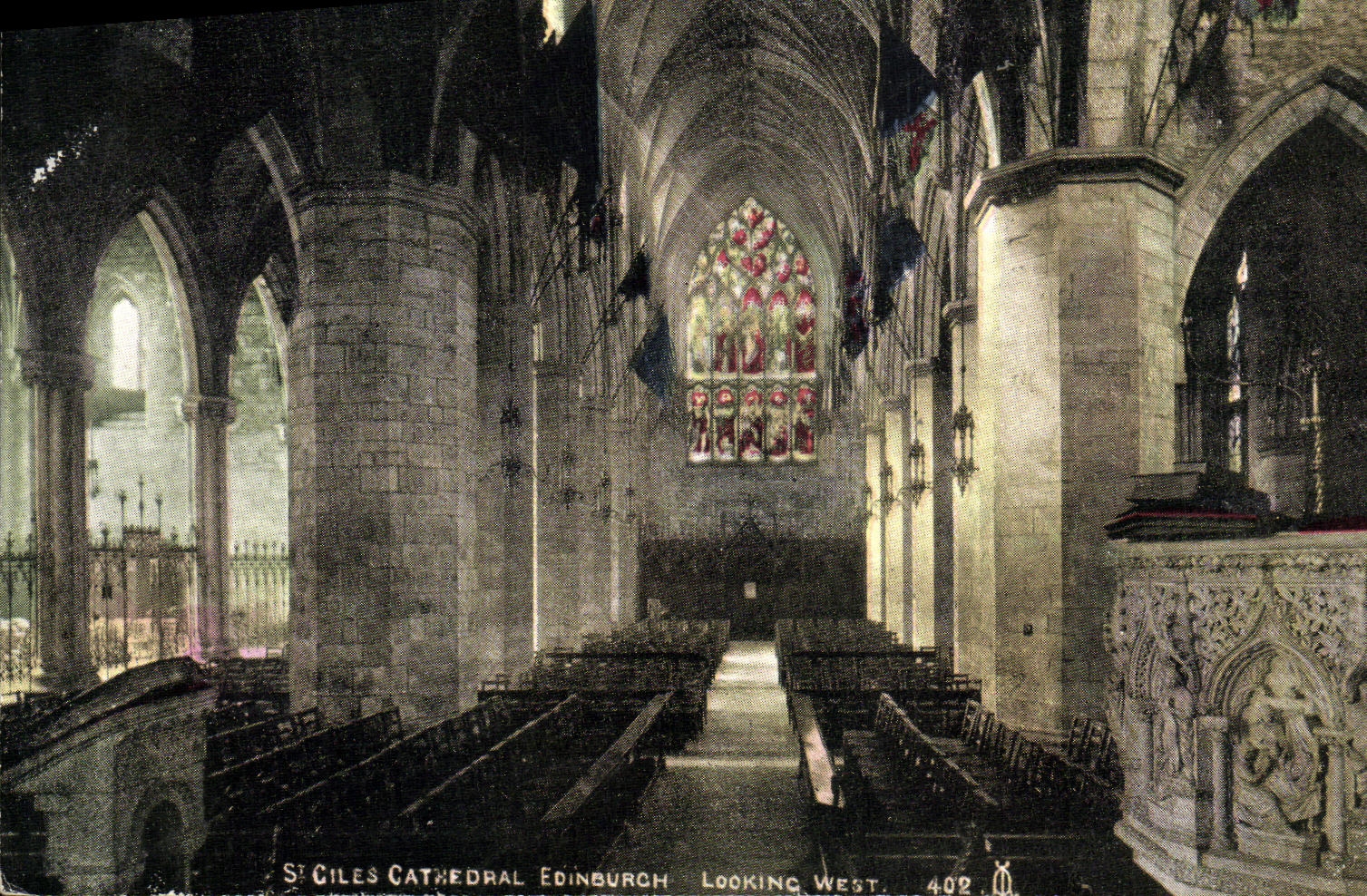 VINTAGE POSTCARD Edinburgh Ciles Cathedral Looking West