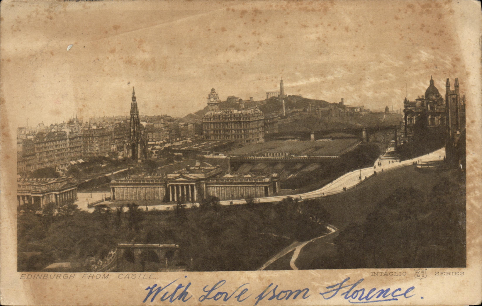 VINTAGE POSTCARD Edinburgh from castle