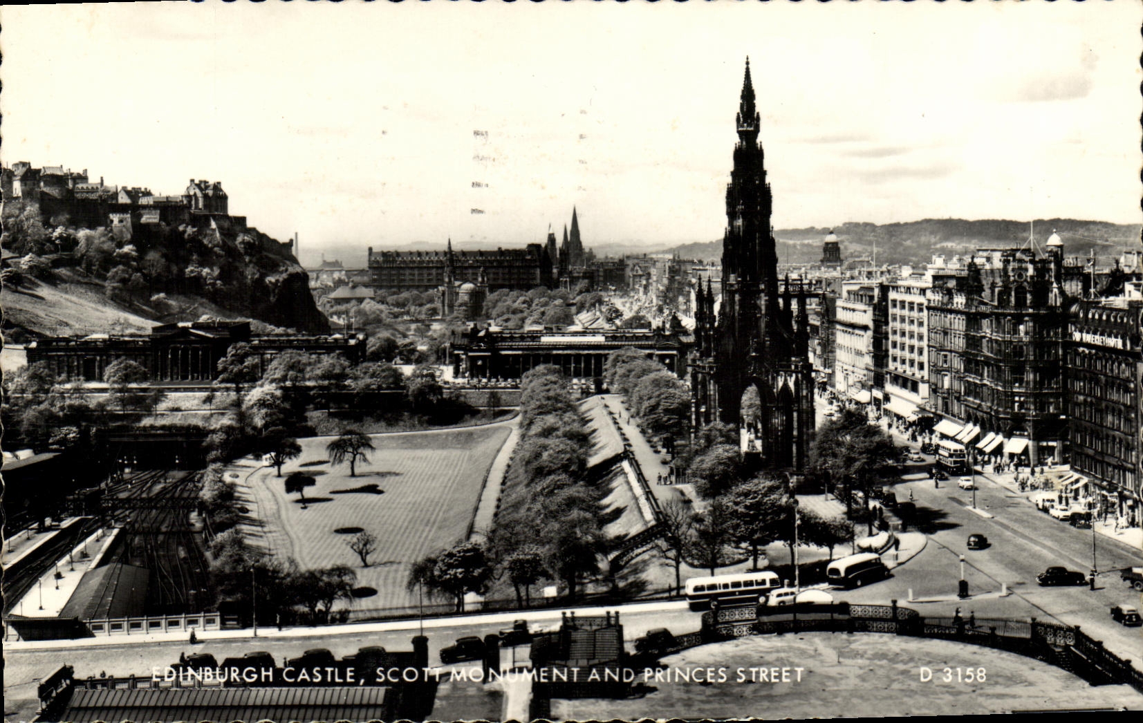 POSTAL MODERNA monumento y principes Street de Scolt del castillo de Edimburgo