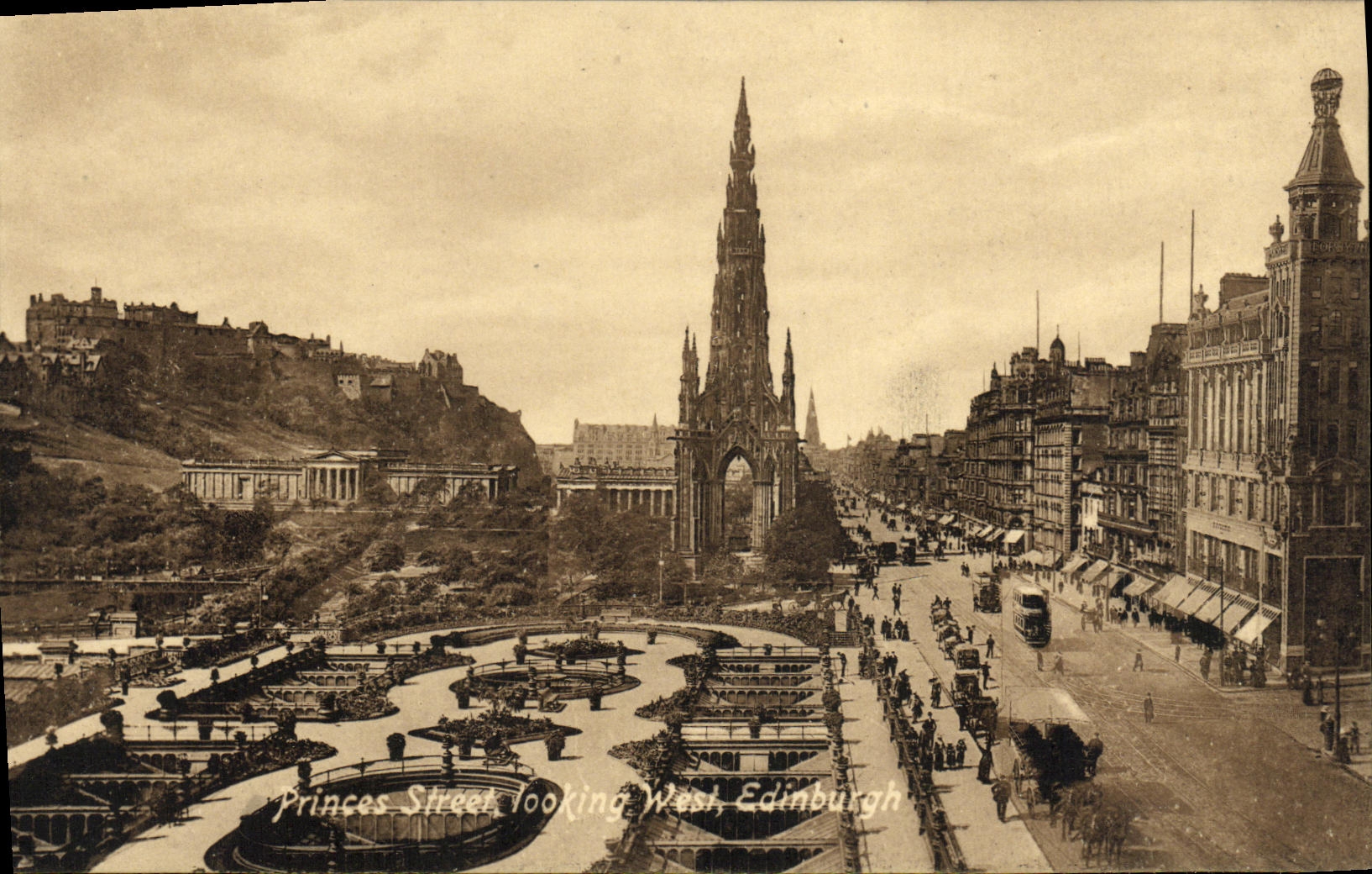 Principes Street de Edimburgo de la POSTAL de la VENDIMIA que parece del oeste