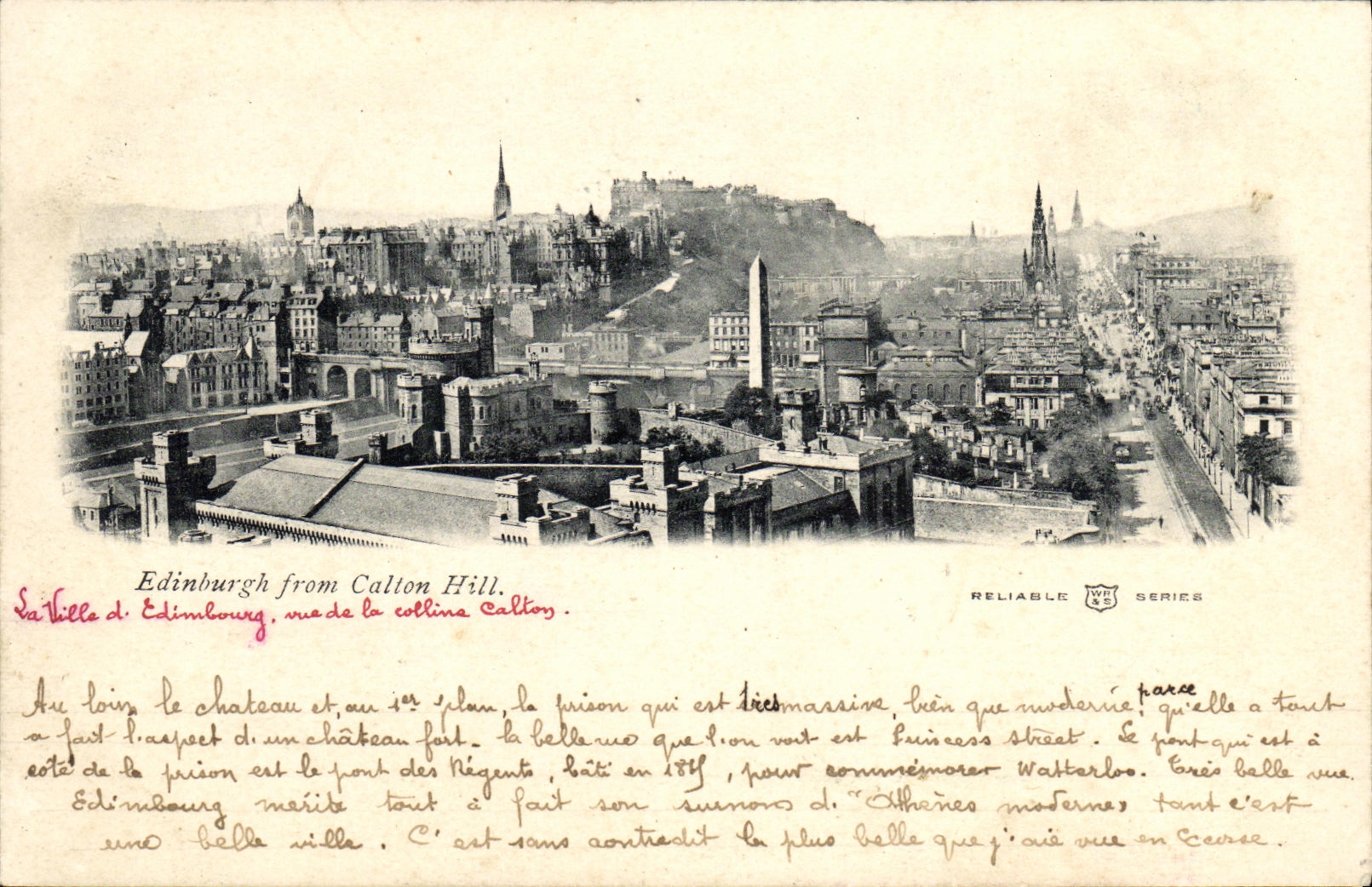 POSTAL Edimburgo Scott Edimburgo de la VENDIMIA de la colina de Calton