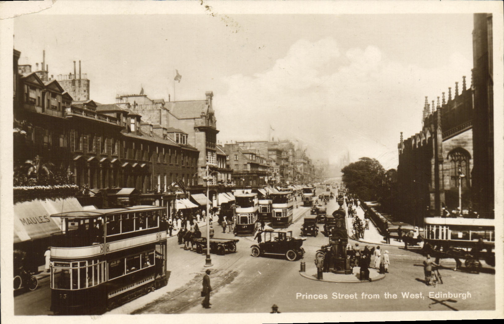 VINTAGE POSTCARD Princes Street From The West Glosgow