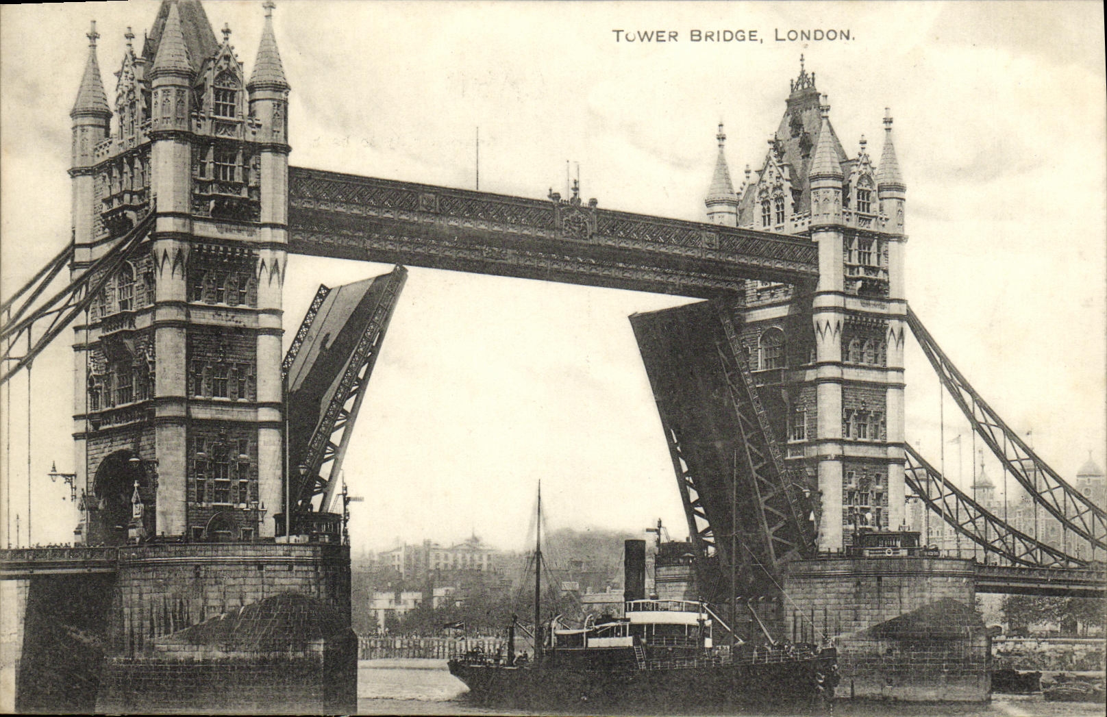 VINTAGE POSTCARD London Tower Bridge Boat