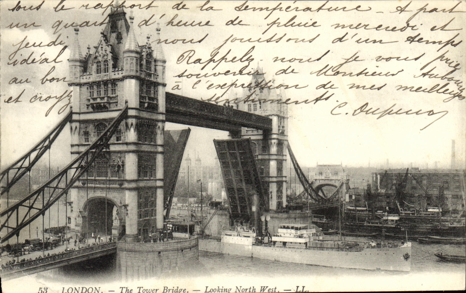 CPA London The Tower Bridge Looking North West Bateau