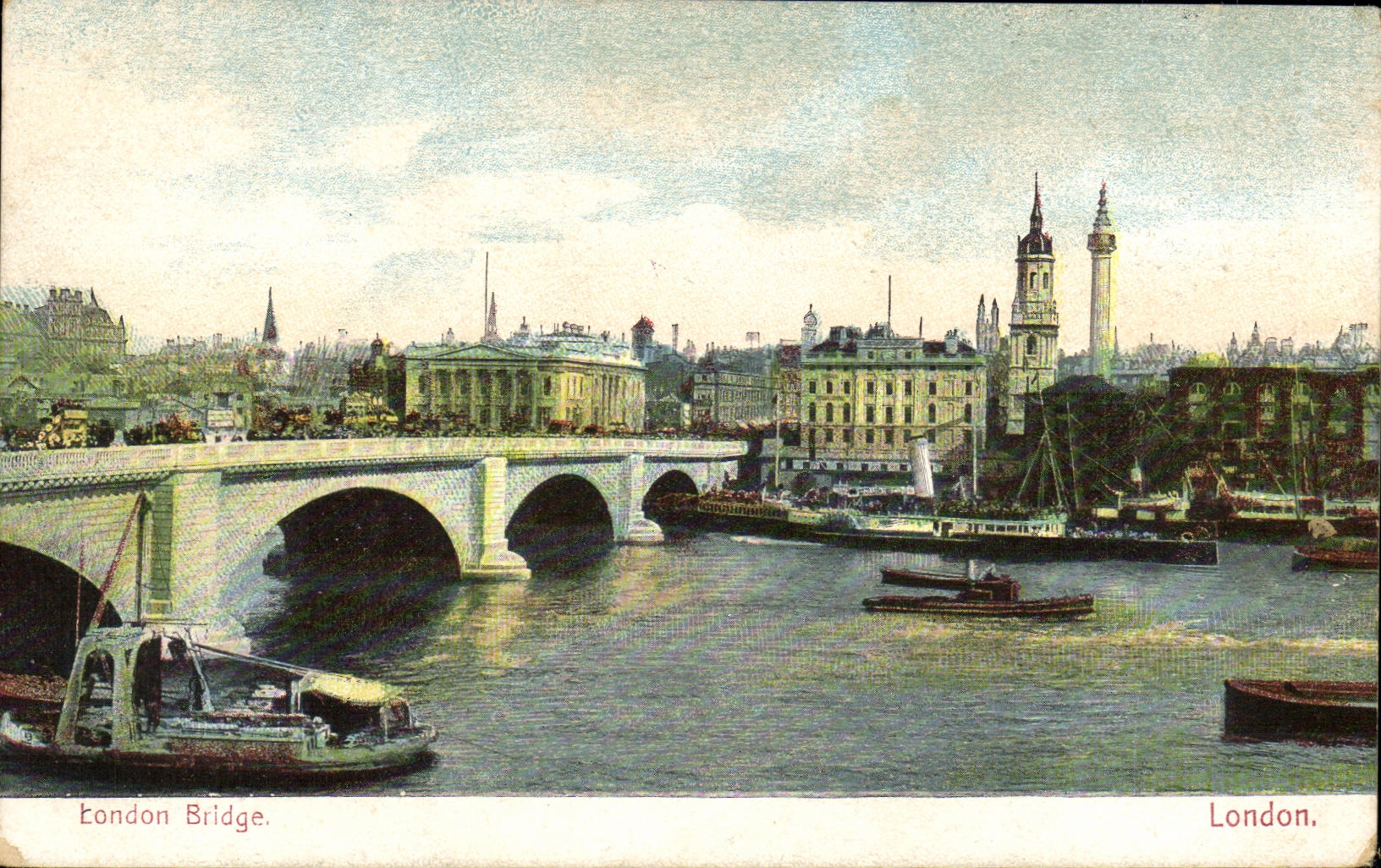 VINTAGE POSTCARD London Bridge Boat