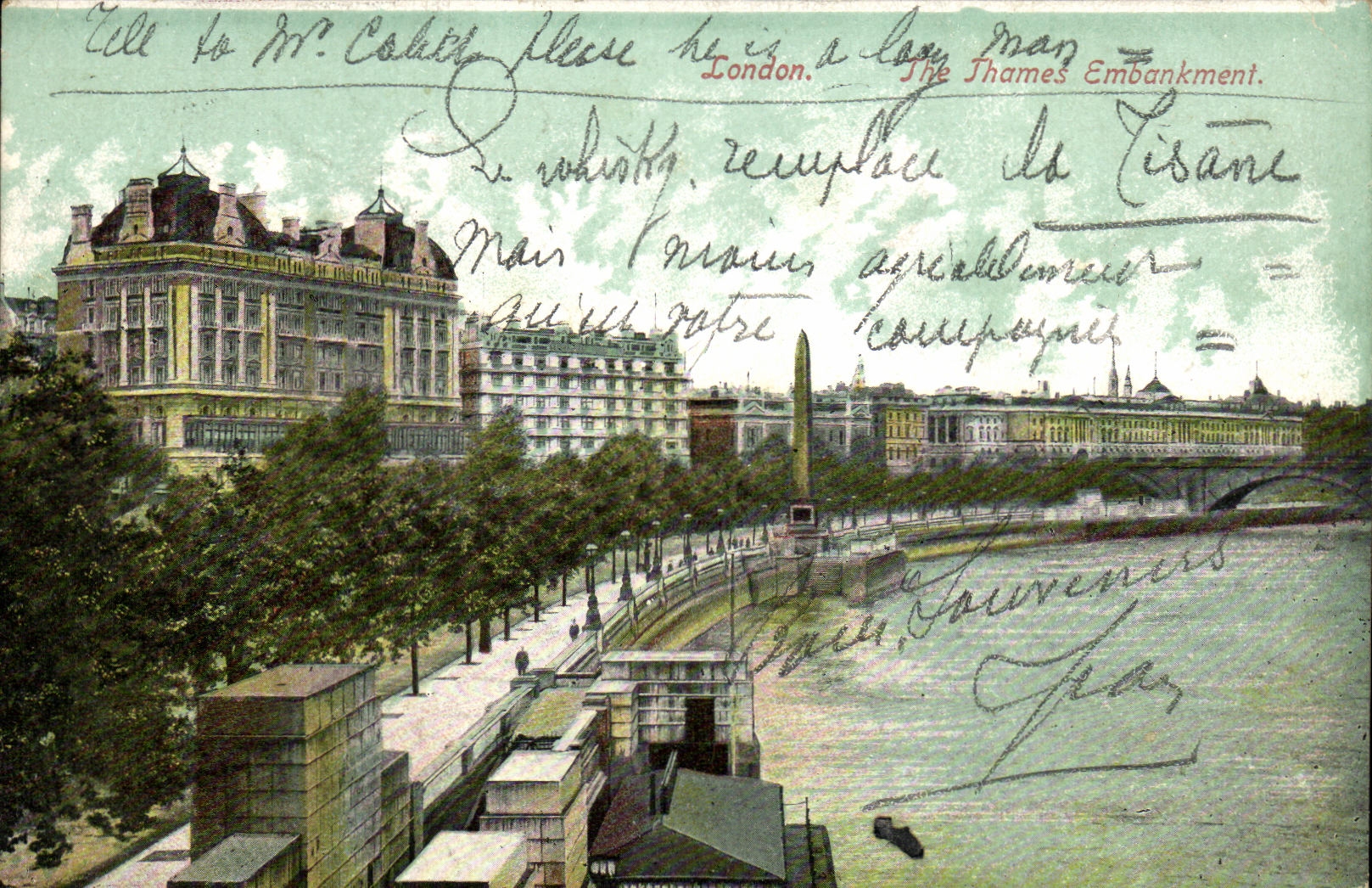 VINTAGE POSTCARD London The Thames Embankment