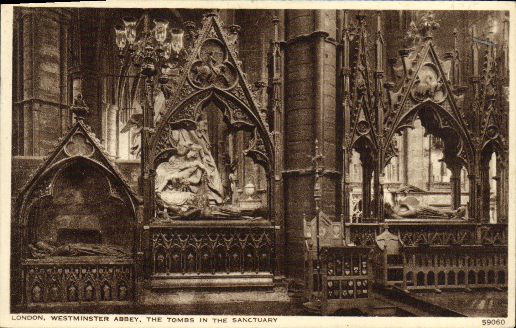 VINTAGE POSTCARD London Westminster Abbey The Tombs In The Sanctuary