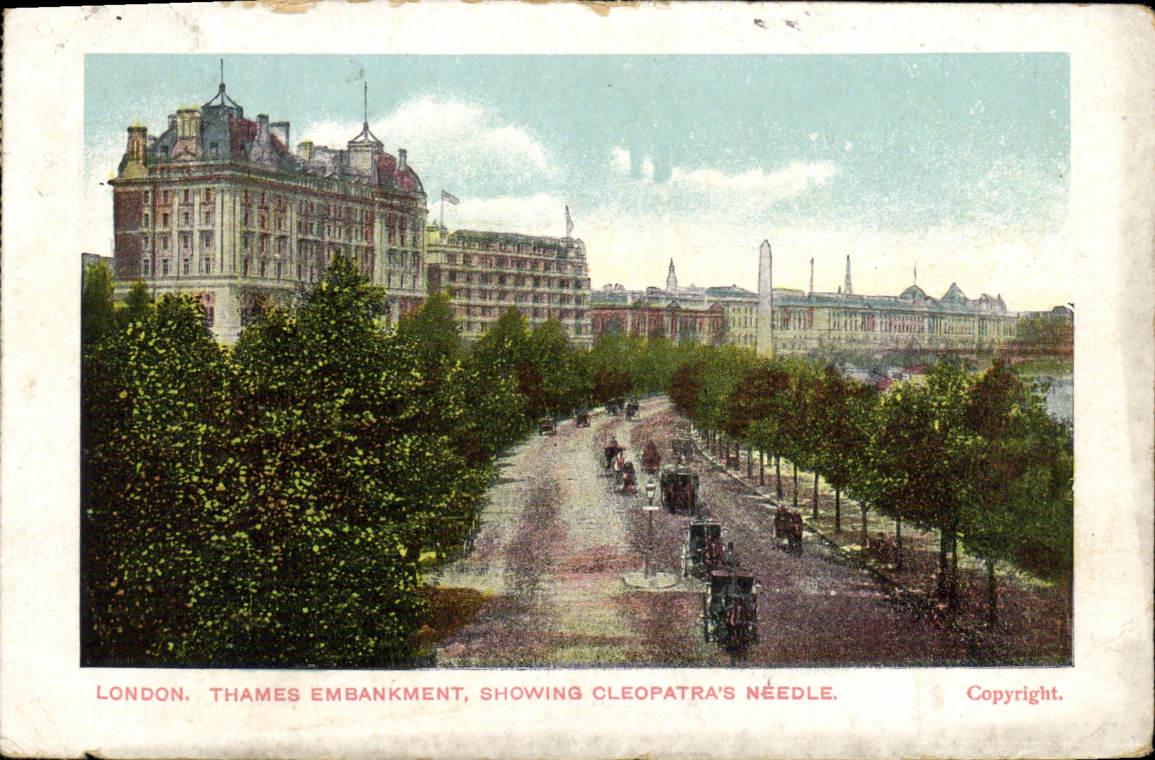 VINTAGE POSTCARD London Thames Embankment Showing Cleopatra S Needle
