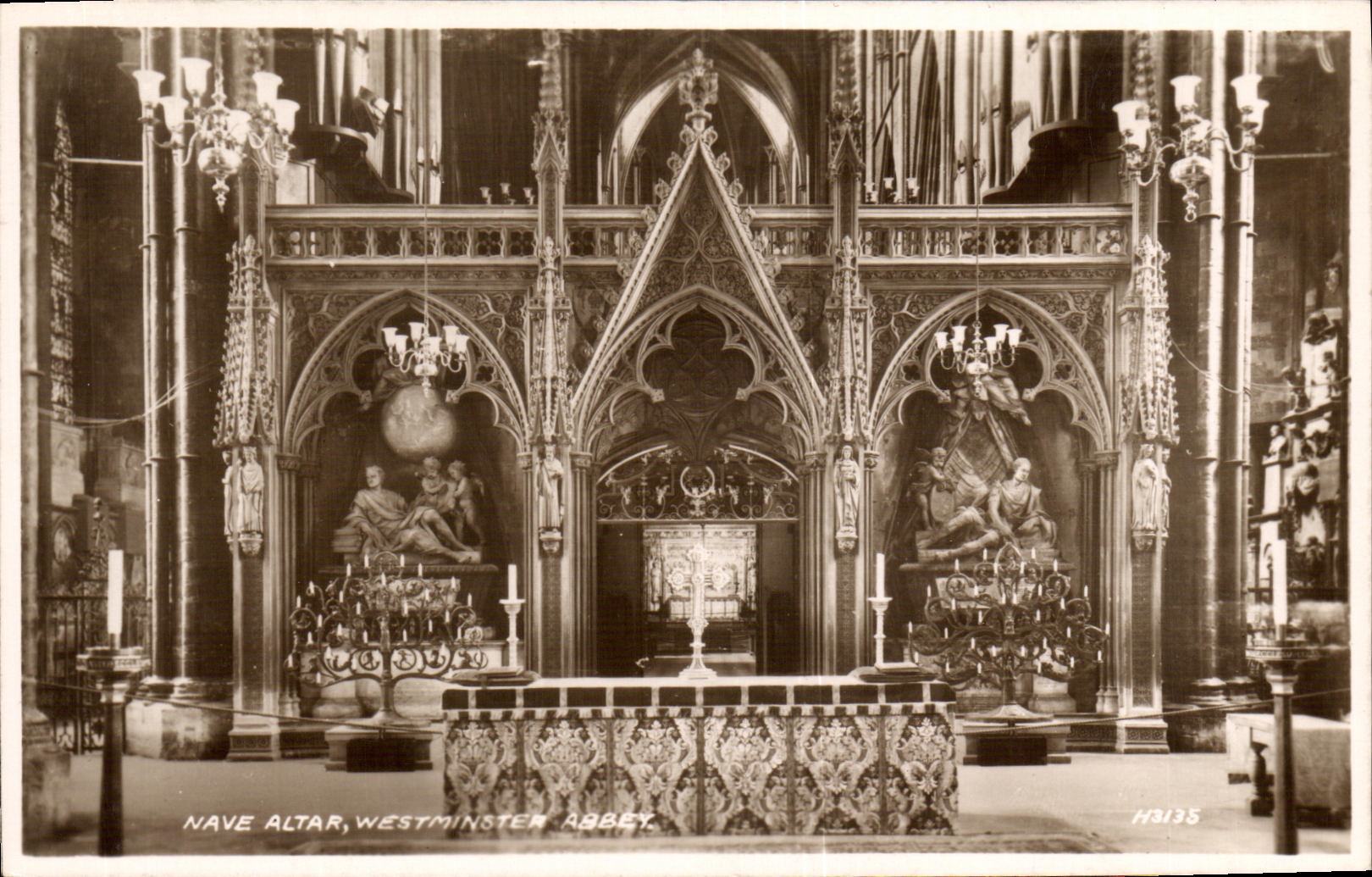 VINTAGE POSTCARD Nave Altar Westminster Abbey London