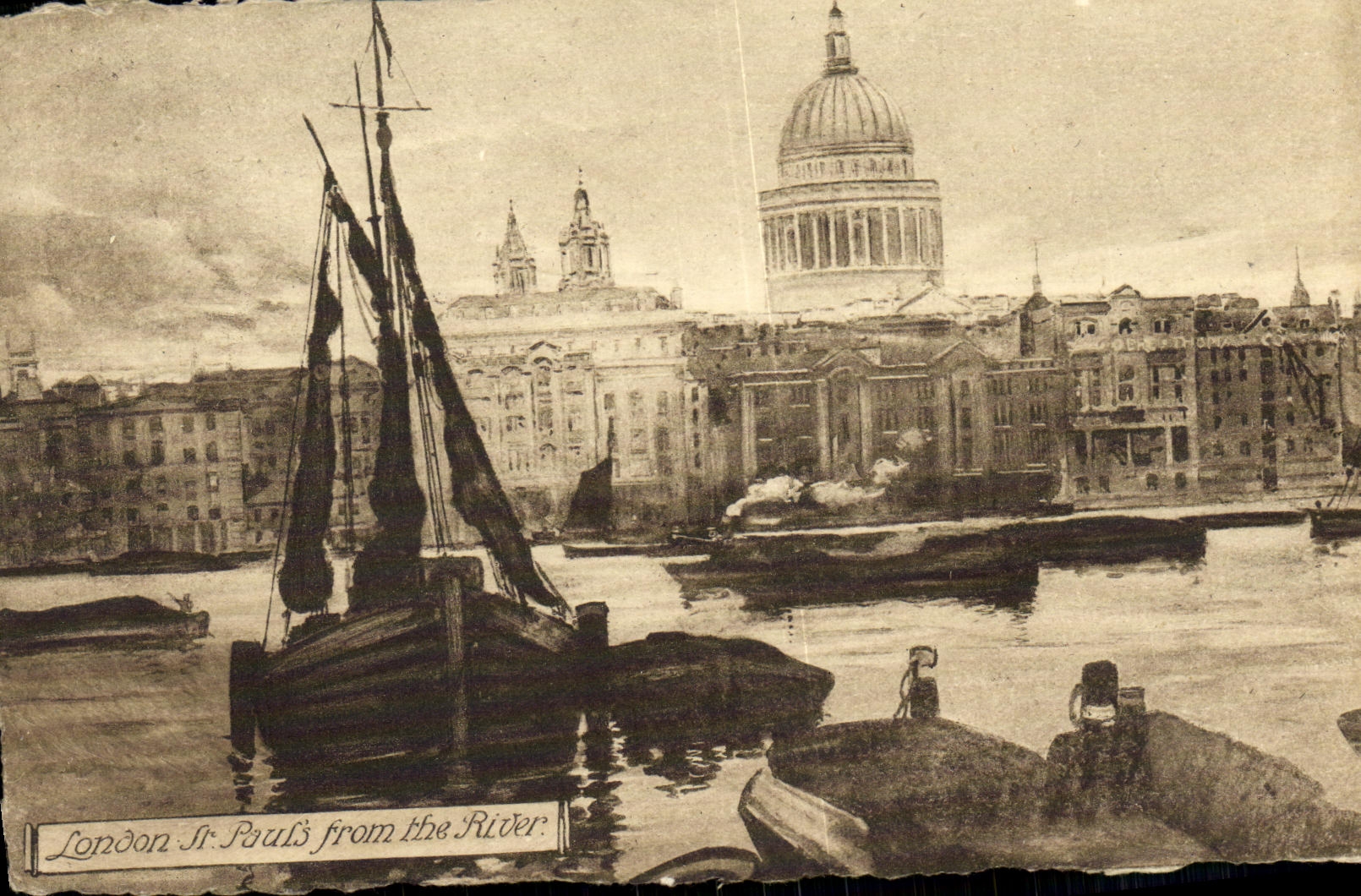 VINTAGE POSTCARD London Sr Paul S from to rivet