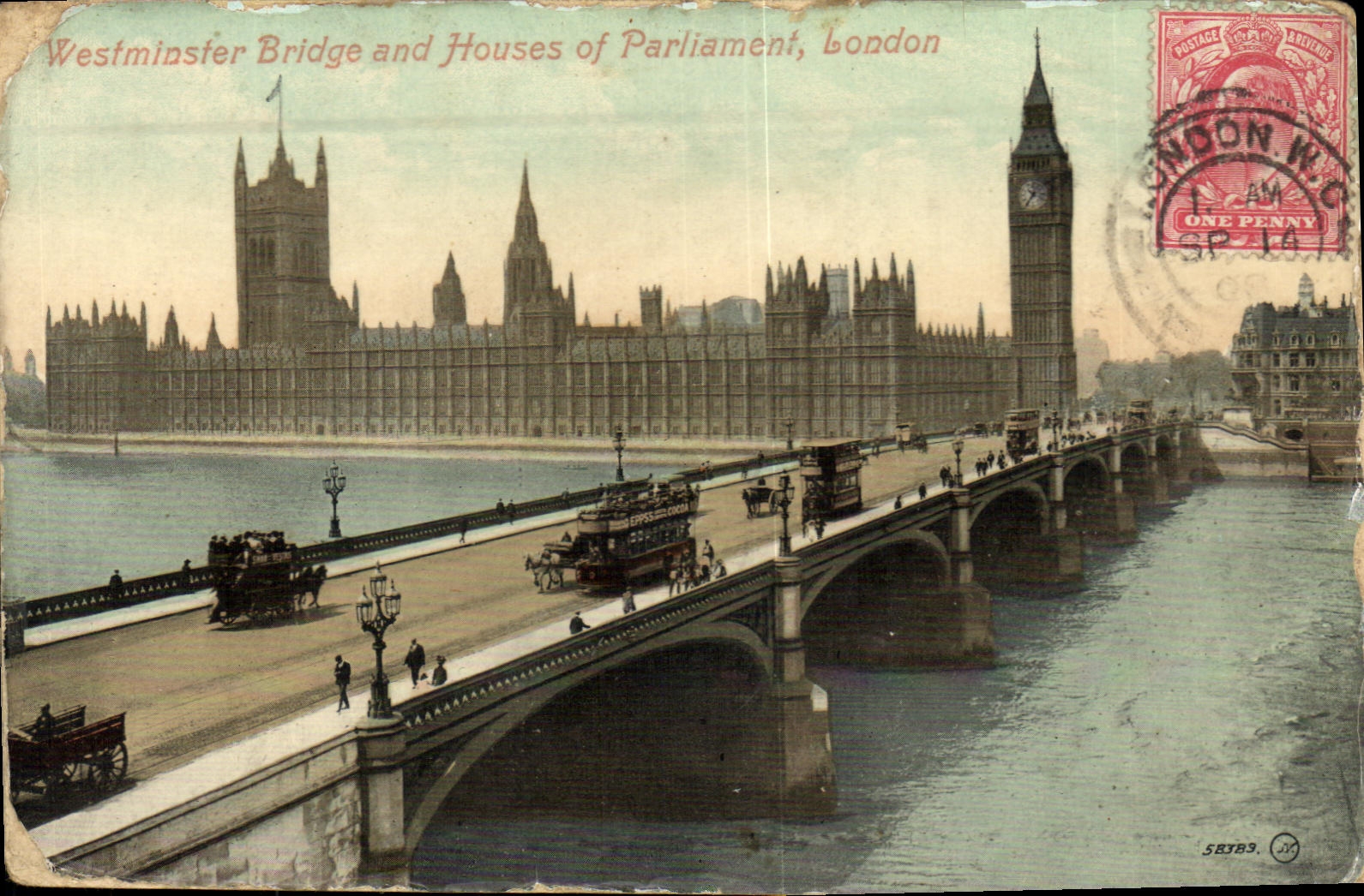 VINTAGE POSTCARD Westminster Bridge and Houses off Parliment London