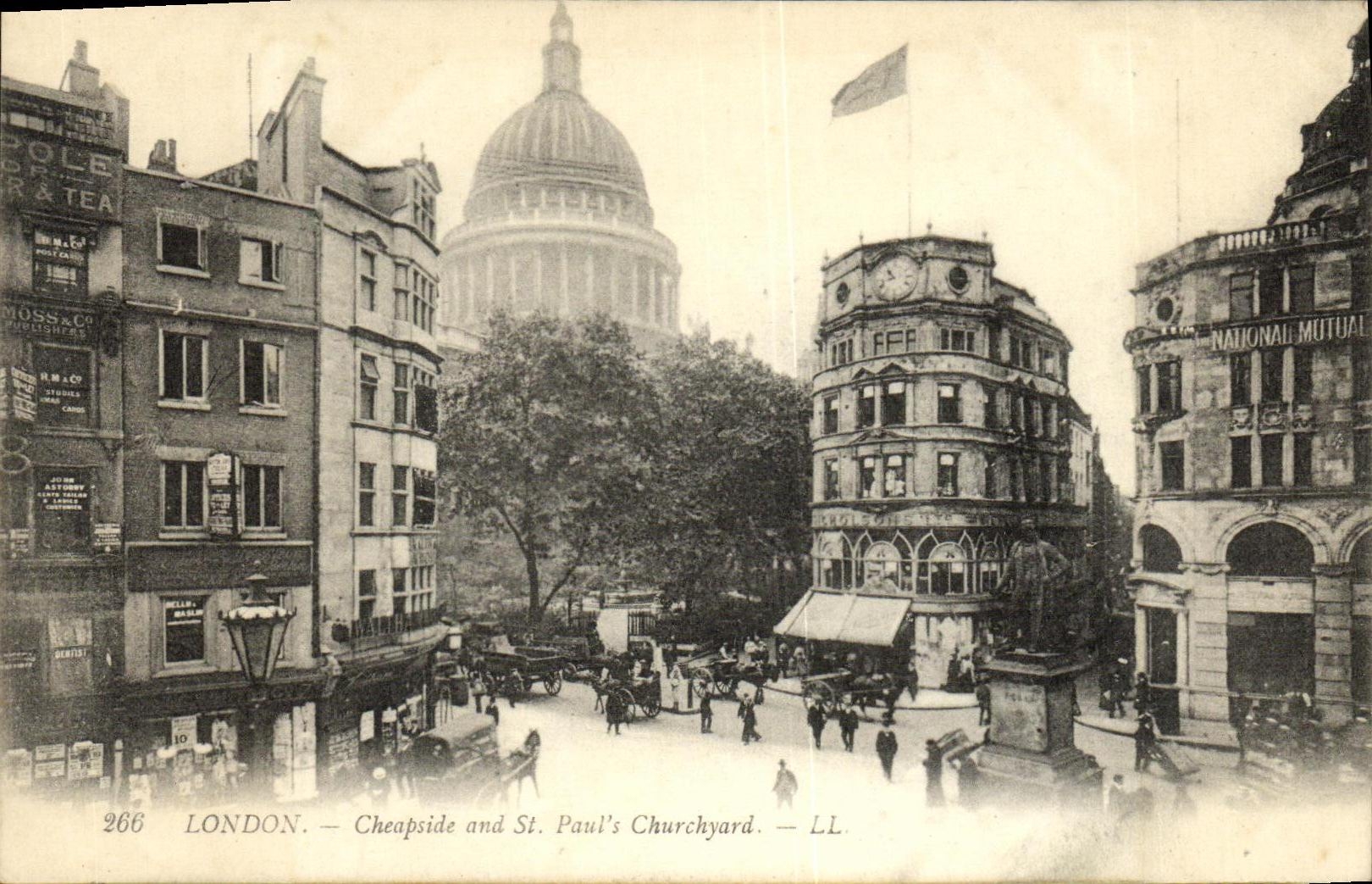 VINTAGE POSTCARD London Cheapside and St Paul S Churchyard