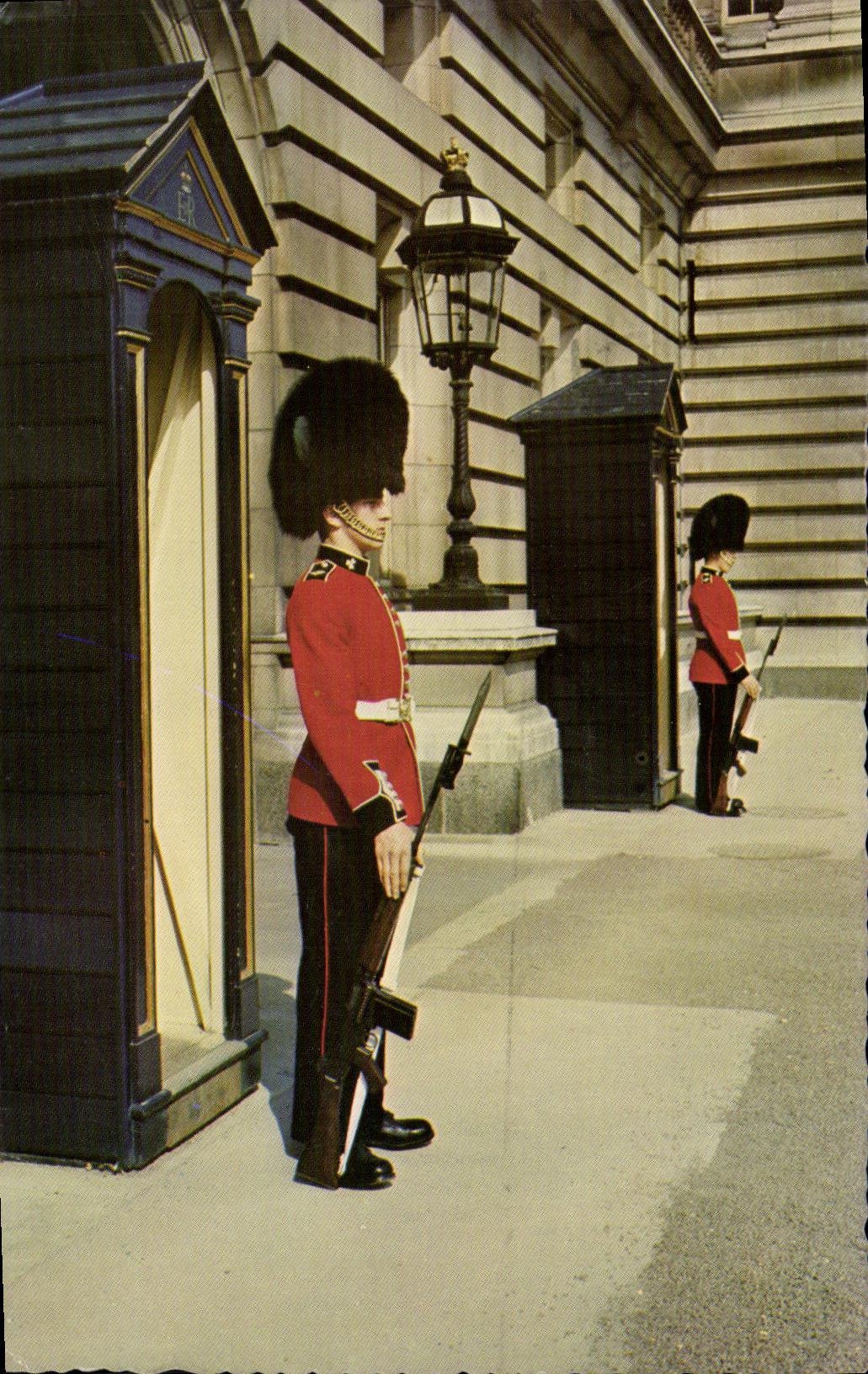 CPM Irish Guards on Sentry Duty at Buckingham Palace London Militaria
