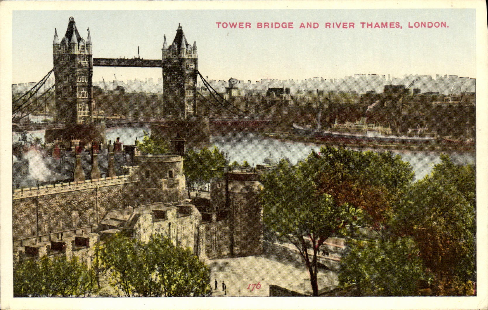 VINTAGE POSTCARD Tower Bridge and To rivet Thames London