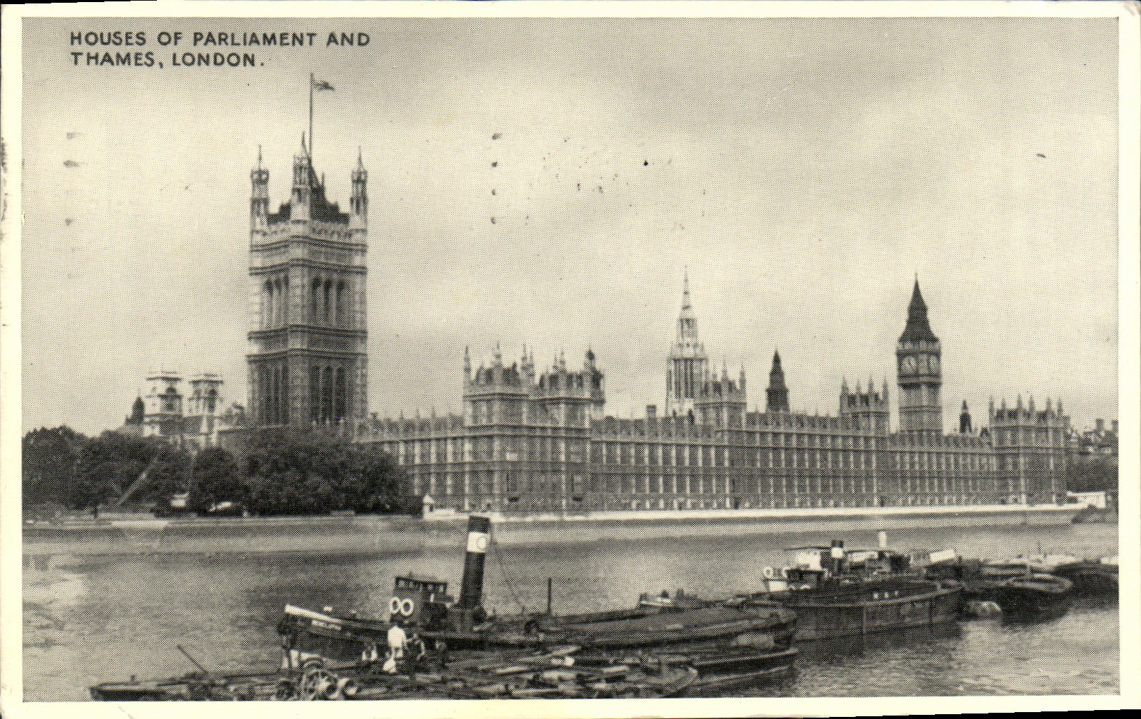CPA Houses Of Parliament And Thames London Bateau