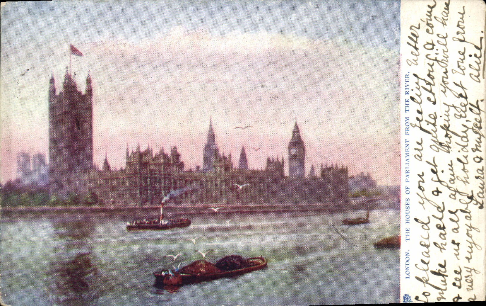 VINTAGE POSTCARD London The Houses off Parliament from to rivet