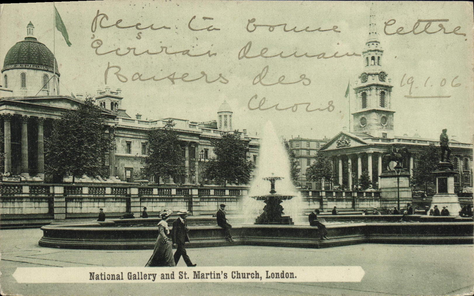 VINTAGE POSTCARD London National Gallery And St Martin S Church