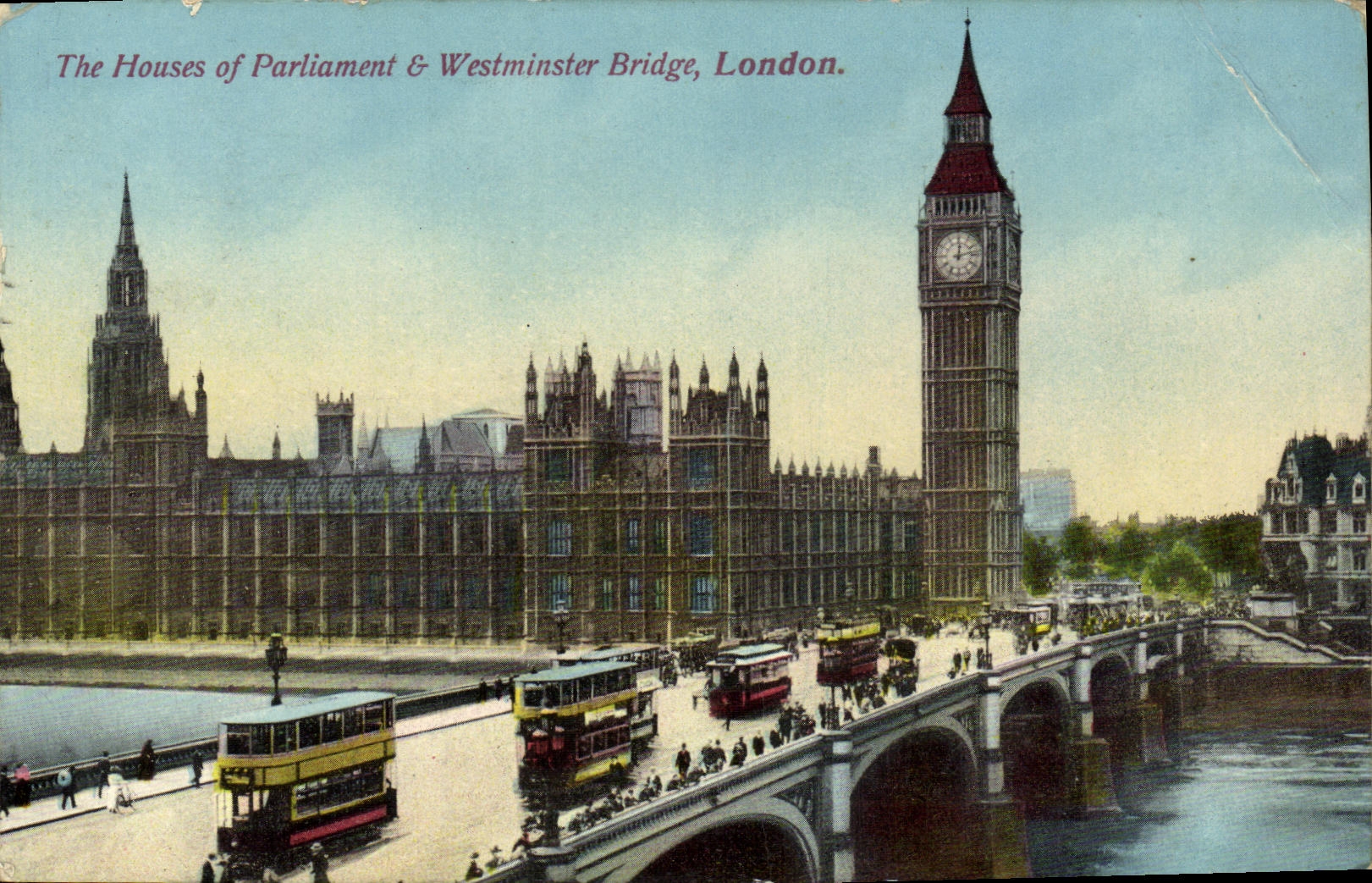 VINTAGE POSTCARD The Houses off Parliament Westminster Bridge