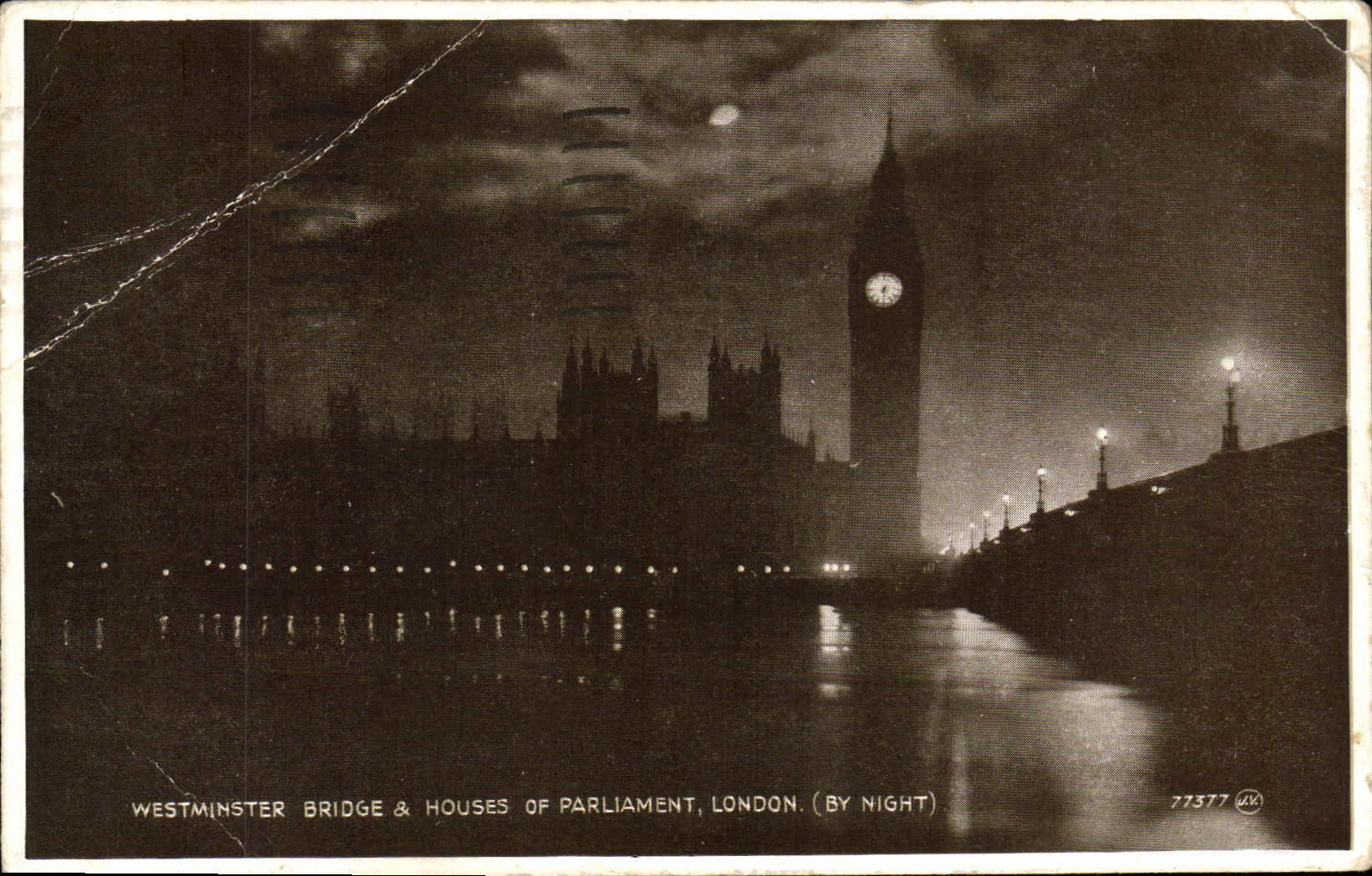 CPA Westminster Bridge Houses of Parliament London by night