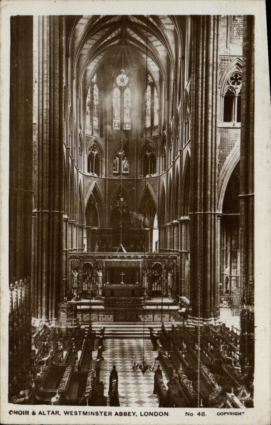 VINTAGE POSTCARD Choir Altar Westminster Abbey London