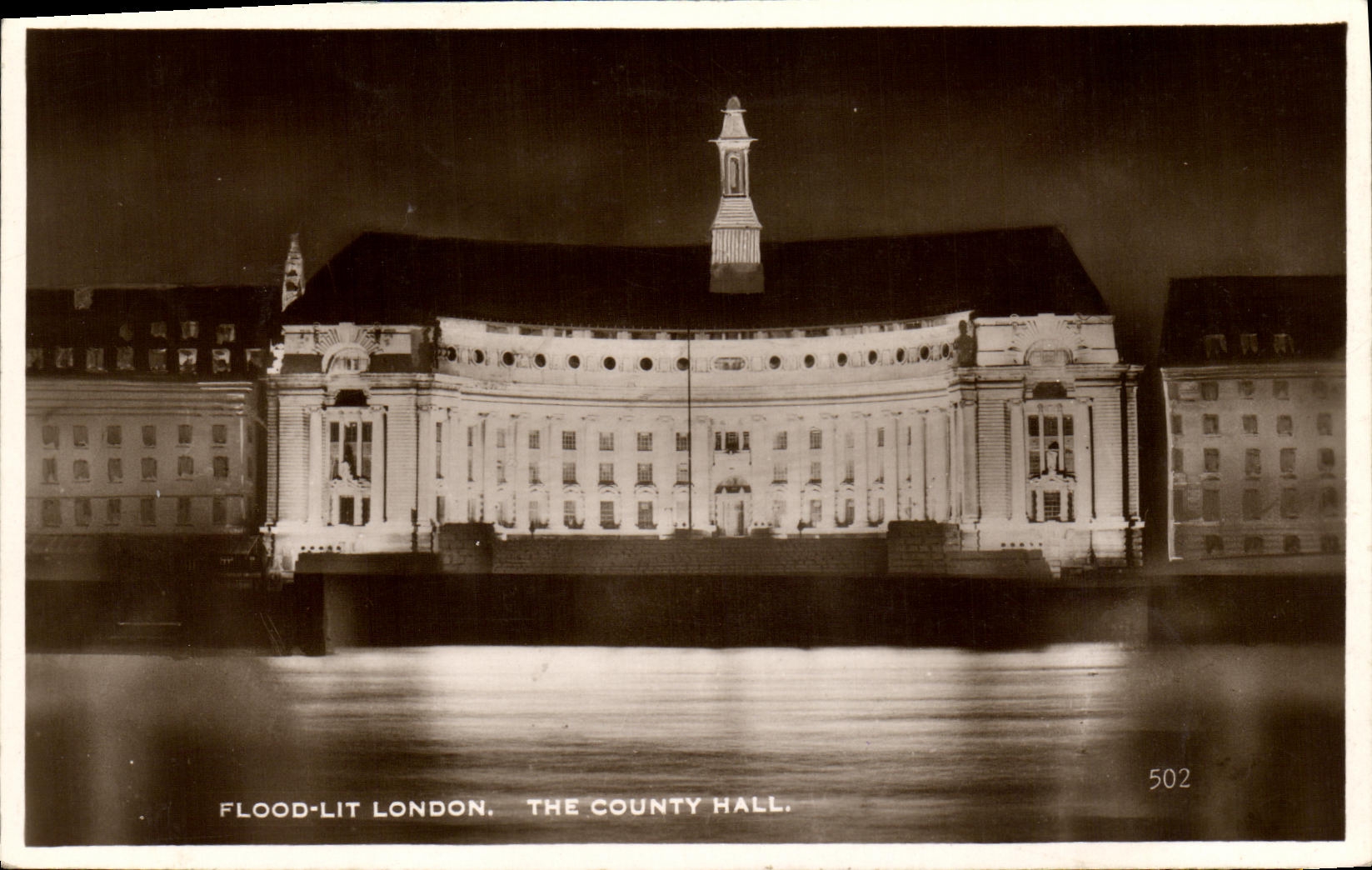VINTAGE POSTCARD London Flood Reads The County Hall