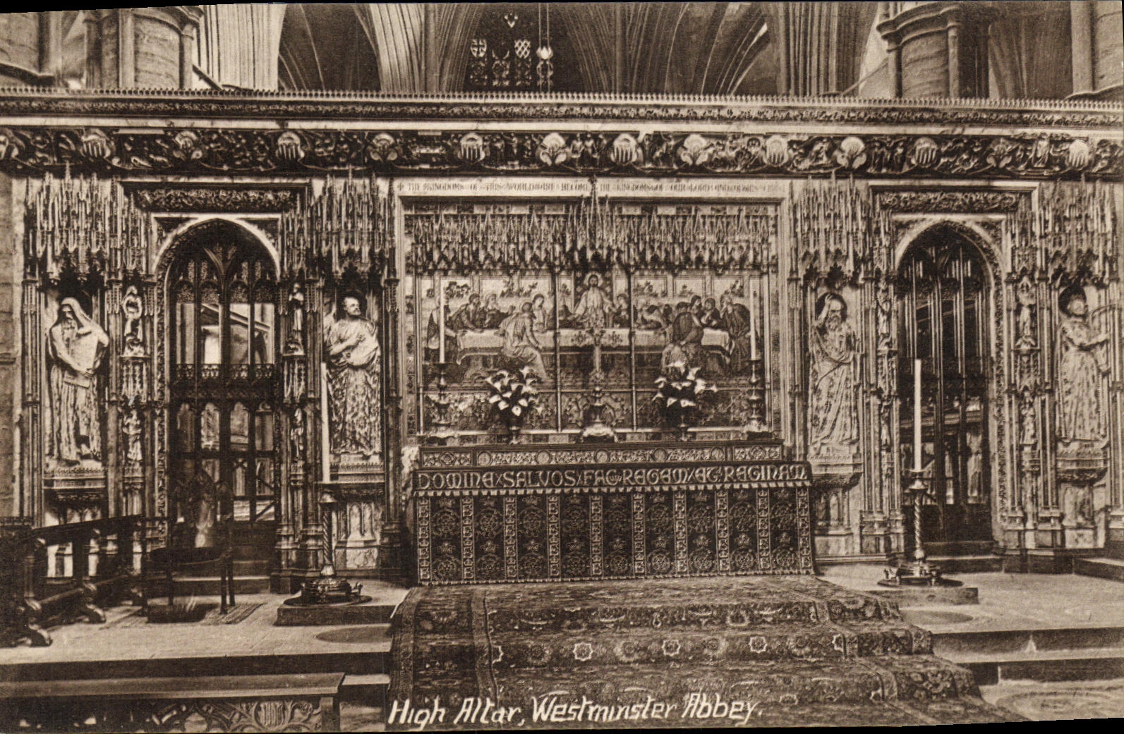 VINTAGE POSTCARD London High altar Westiminster Abbey