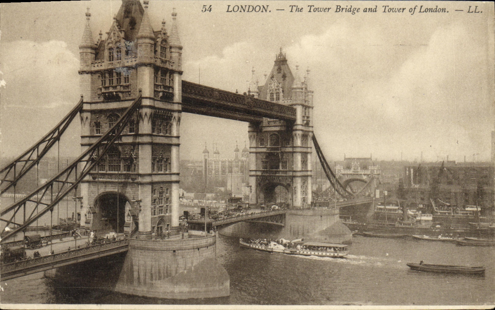 VINTAGE POSTCARD London The Tower Bridge and Tower off London