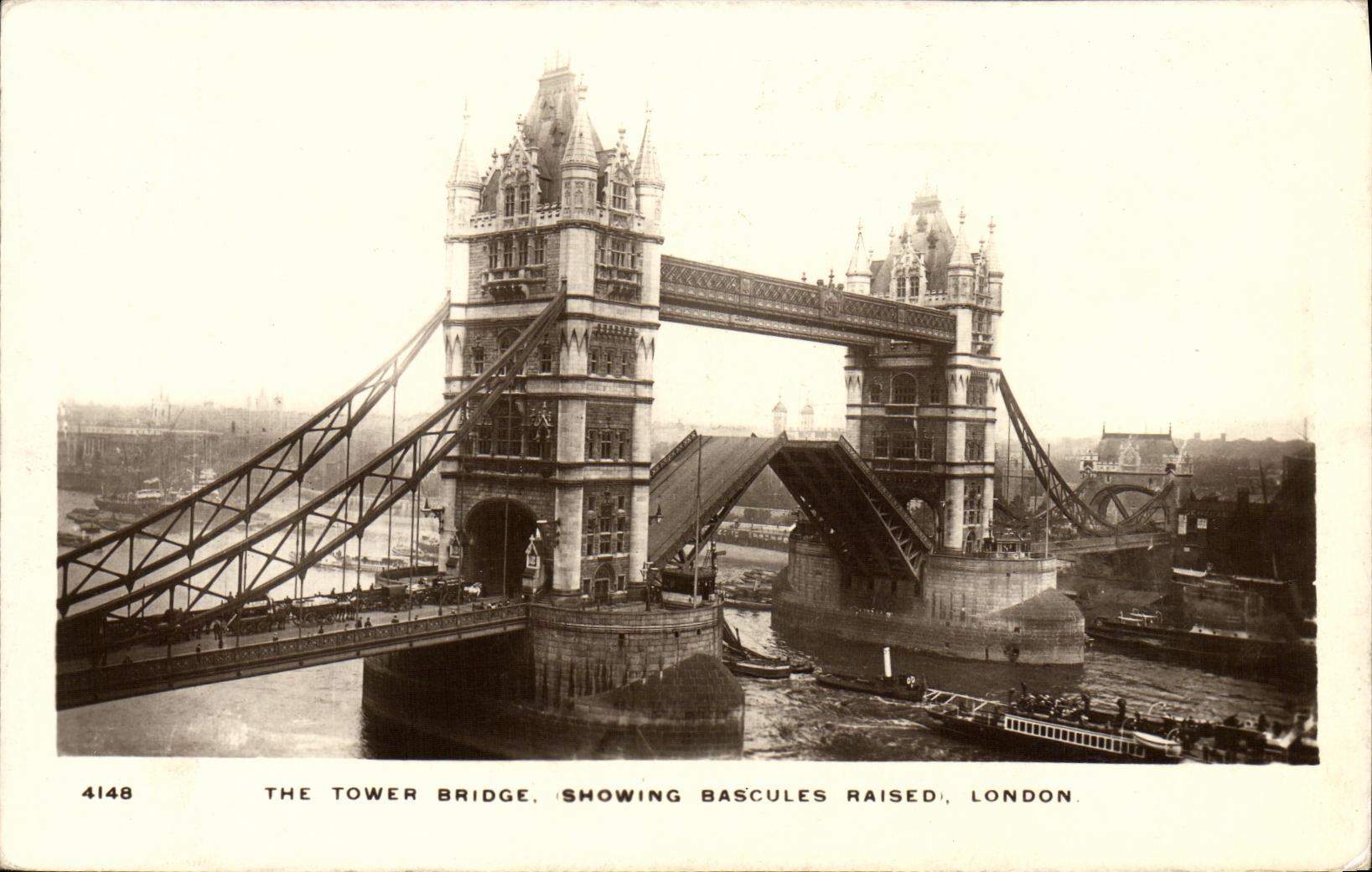CPA The Tower Bridge Showing Bascules Raised London