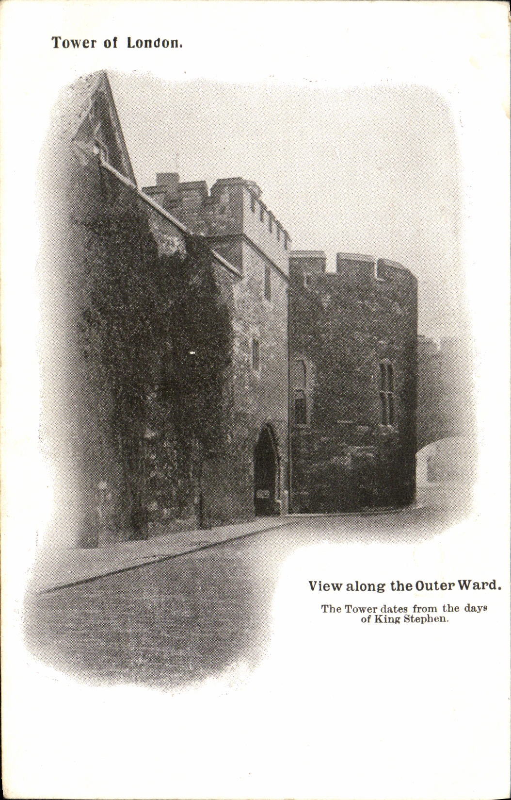 VINTAGE POSTCARD Tower off London View along the outer ward