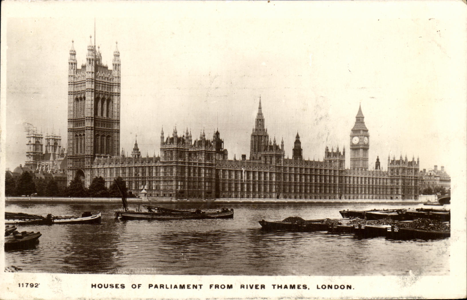 VINTAGE POSTCARD London Houses Off Parliament From To rivet Thames