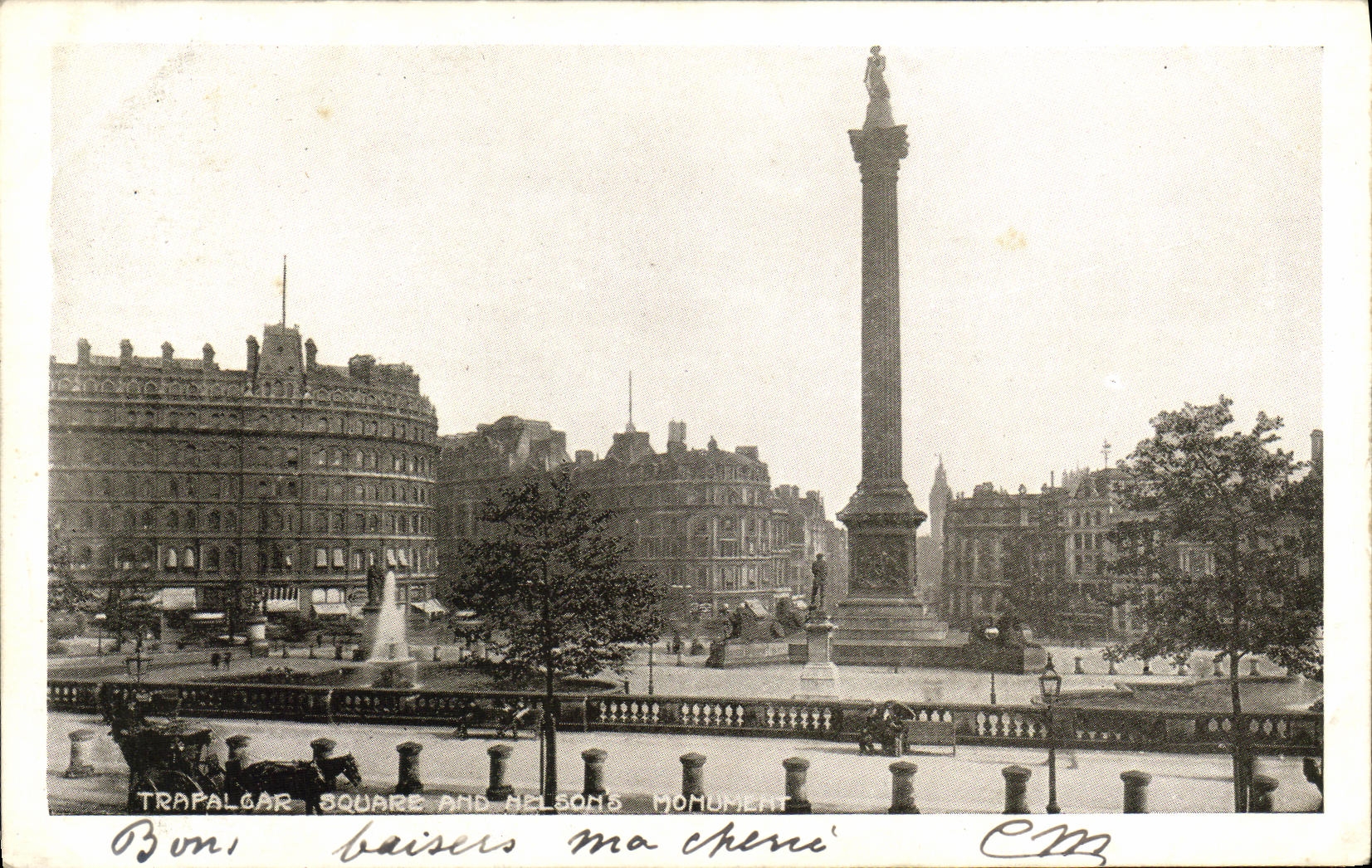 CPA London Trafaigar Square Nelson s Monument