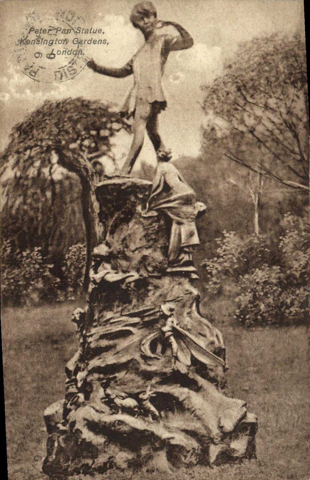 CPA London Peter Pan statue Kensington gardens
