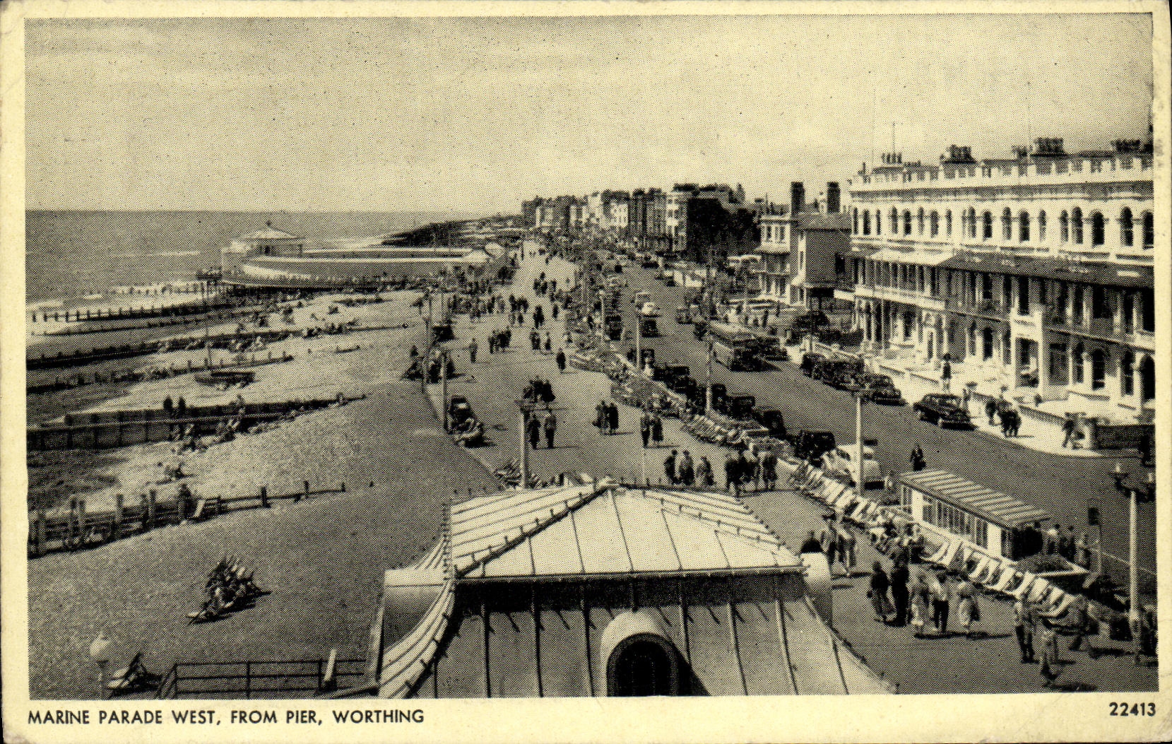 VINTAGE POSTCARD Marne Parades West From Pier Worthing