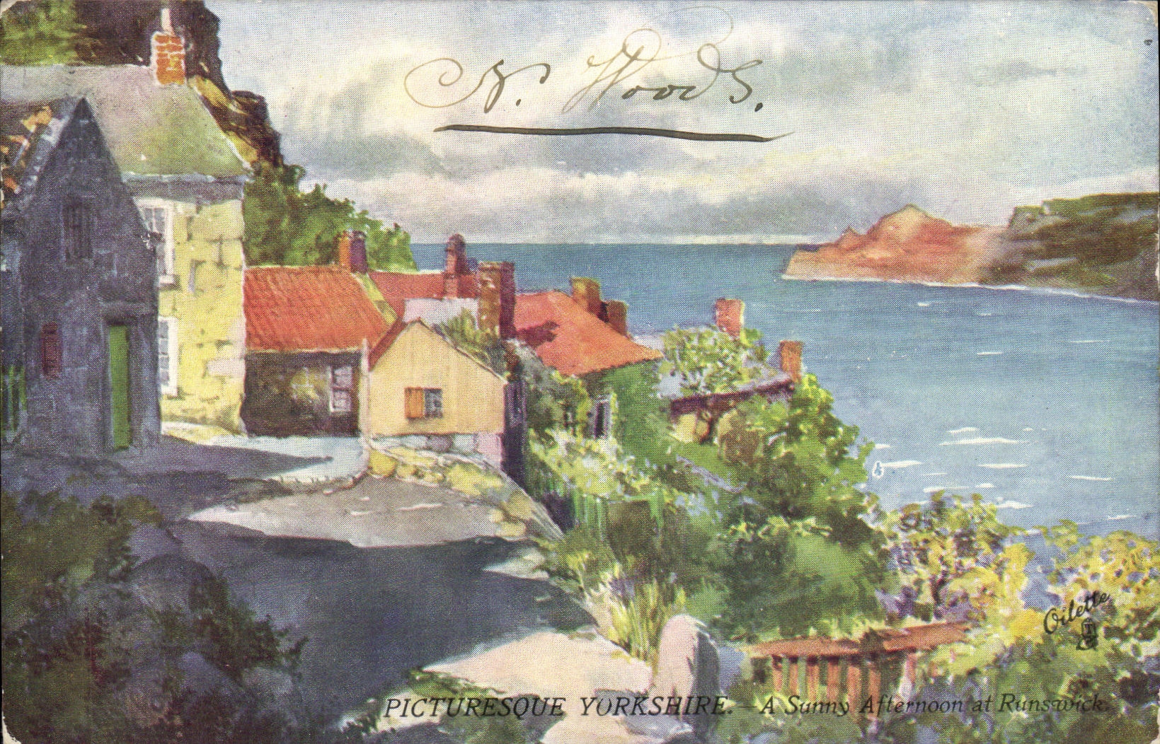 VINTAGE POSTCARD Sunny Afternoon At Runswick Yorkshire has