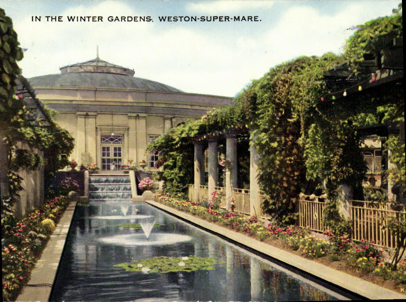 VINTAGE POSTCARD In the winter Gardens Weston Super Pond